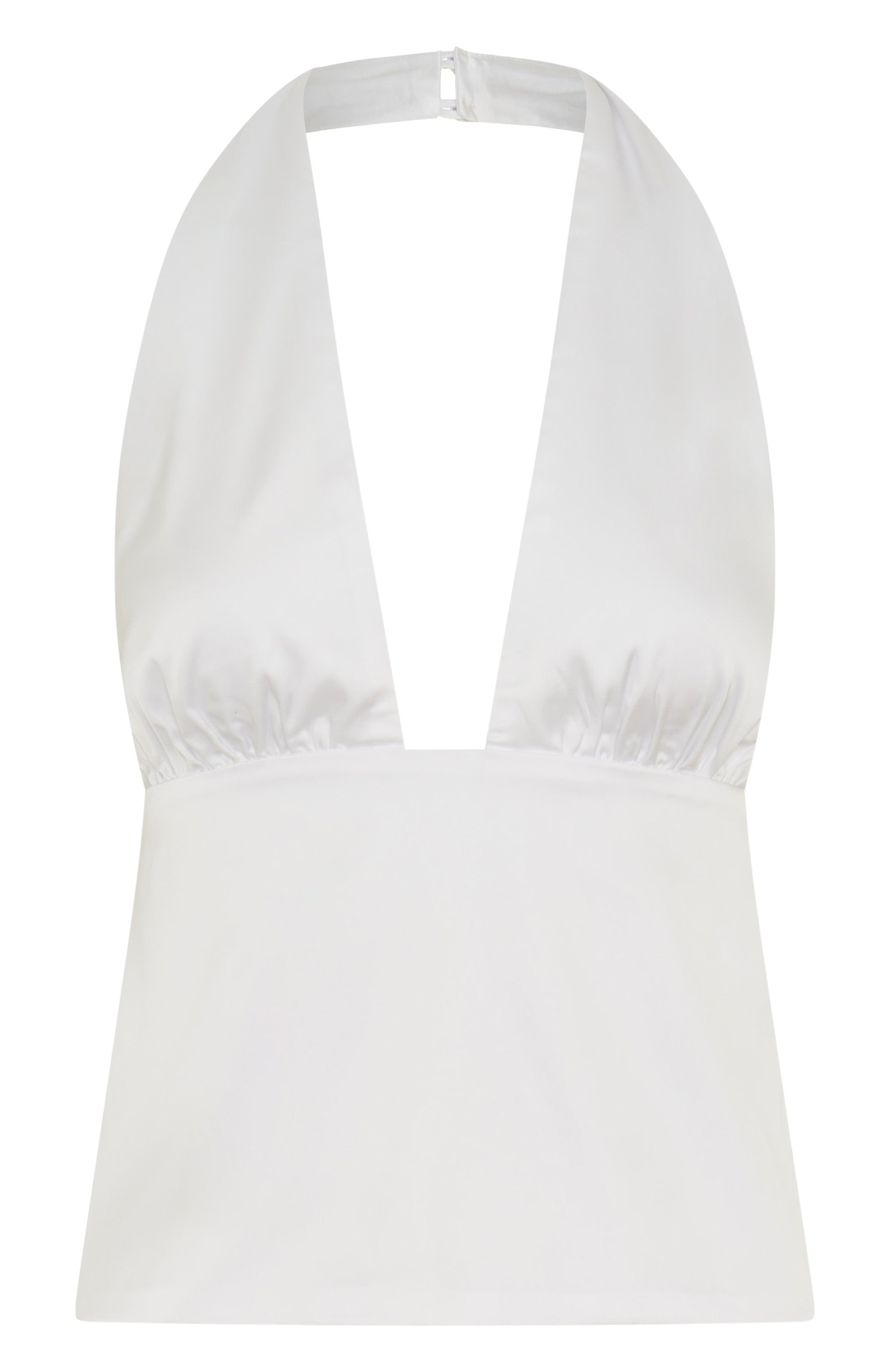 Here For Me White Backless Halter Top with Tie Straps