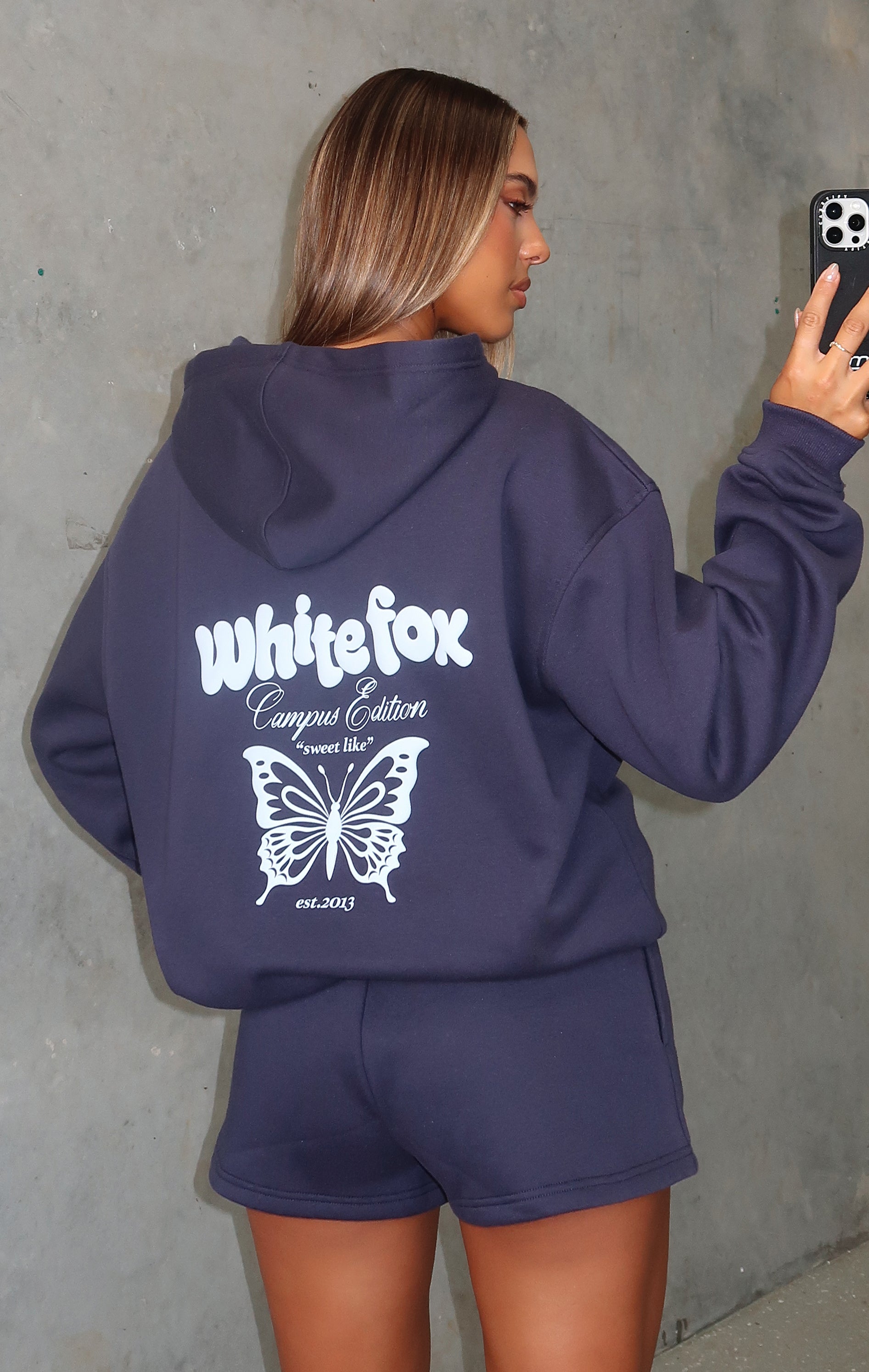 High Above Navy Oversized Hoodie - Drop Shoulder & Fleece Lined