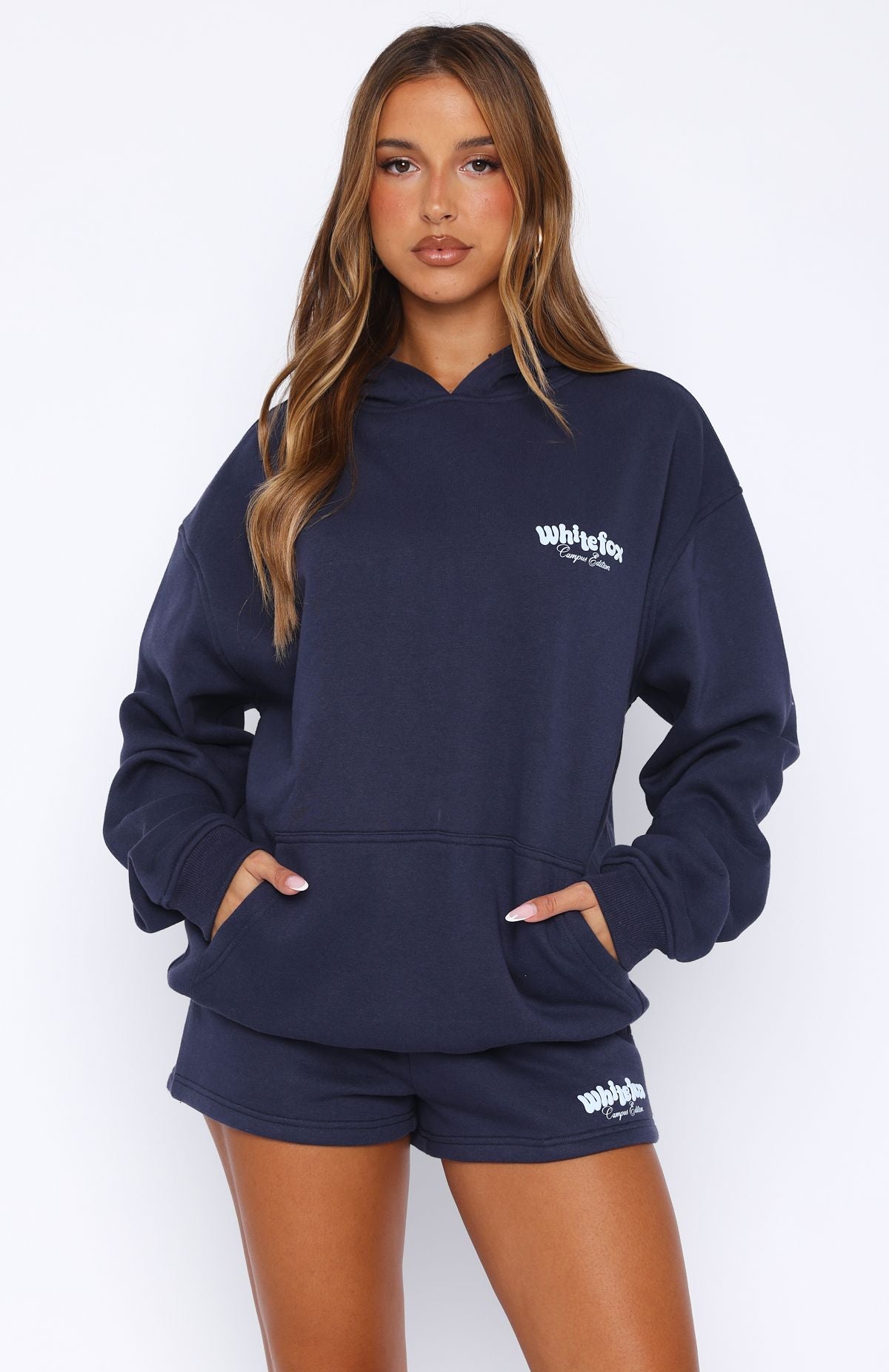 High Above Navy Oversized Hoodie - Drop Shoulder & Fleece Lined