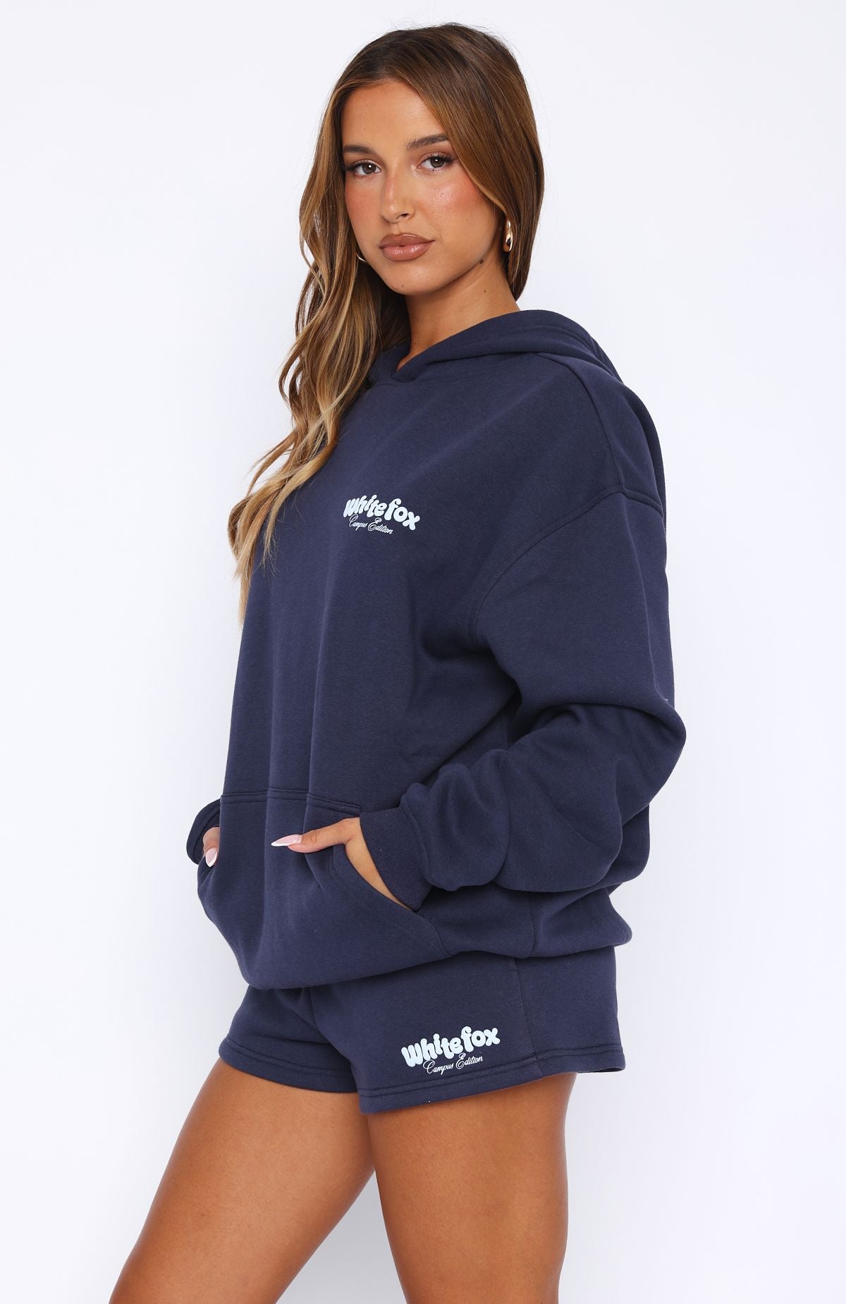 High Above Navy Oversized Hoodie - Drop Shoulder & Fleece Lined