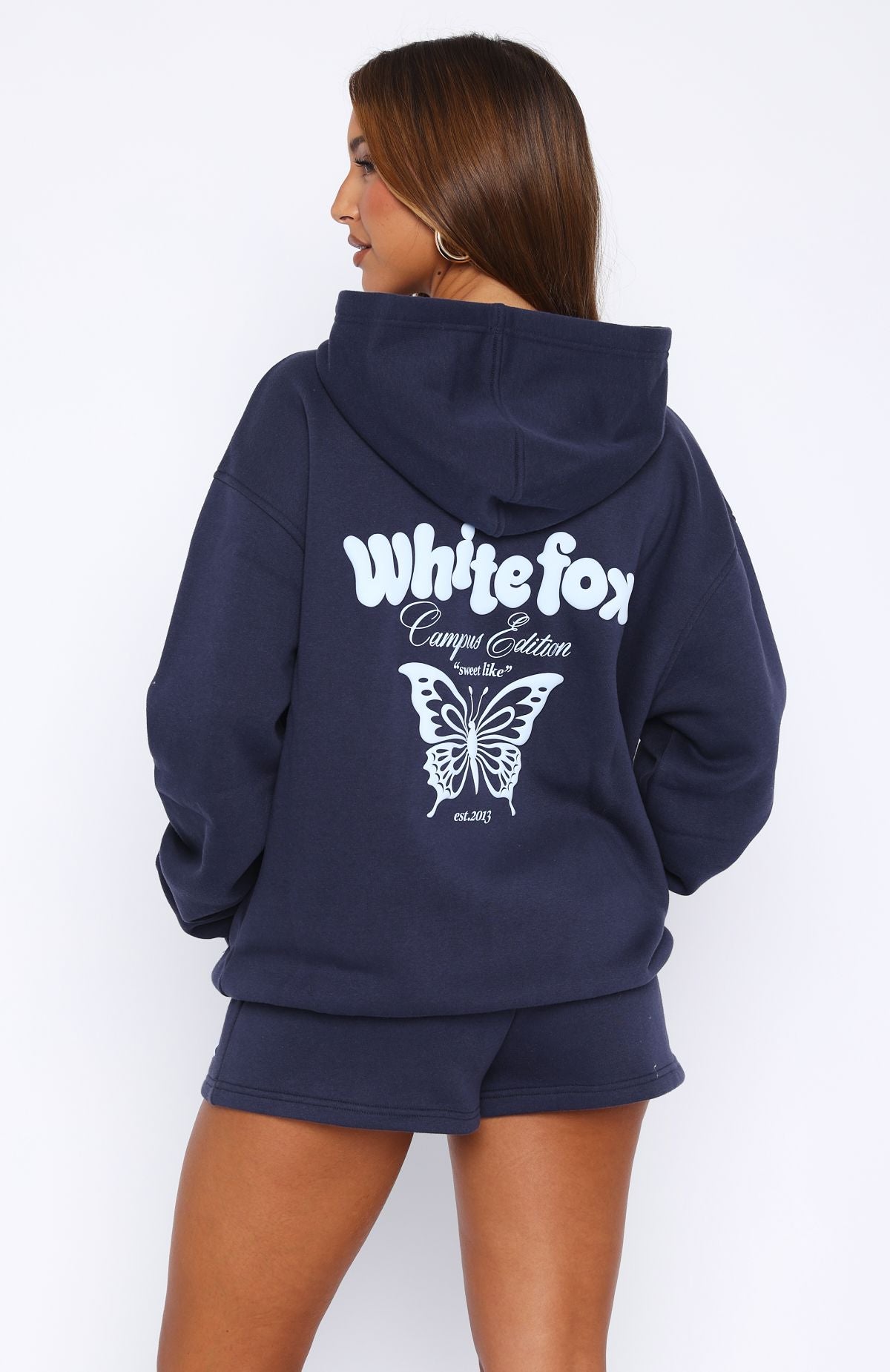High Above Navy Oversized Hoodie - Drop Shoulder & Fleece Lined