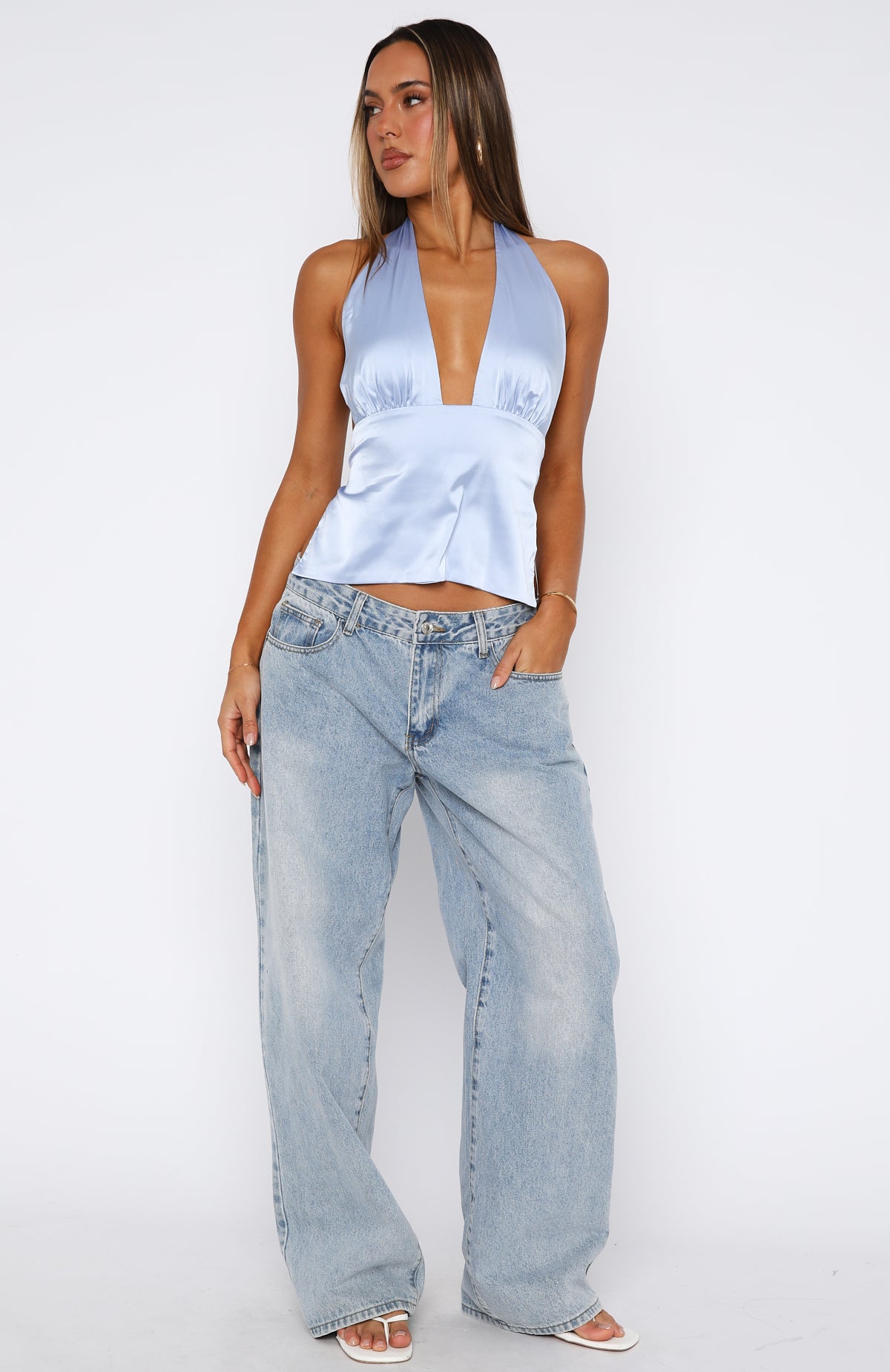 Here For Me Blue Halter Top - Sexy Backless Summer Top