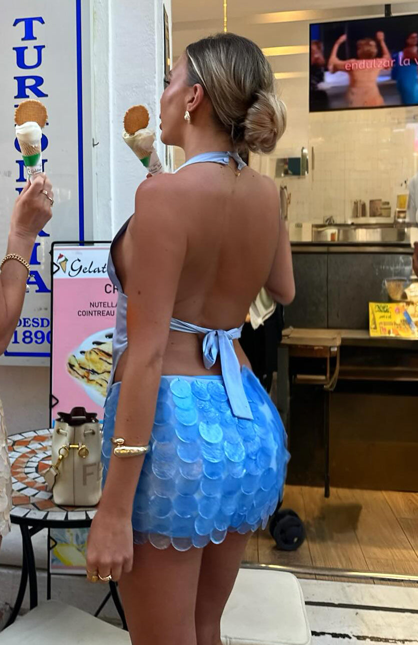 Here For Me Blue Halter Top - Sexy Backless Summer Top