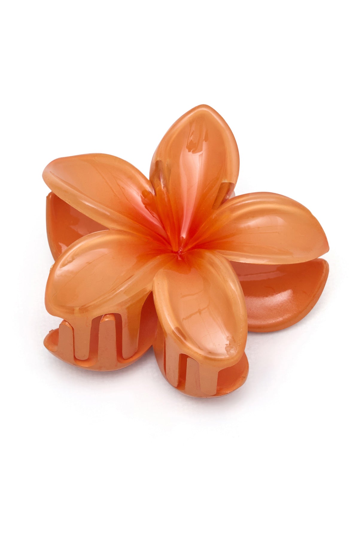 Peach Floral Hair Clip with Spring Closure - Beach Hair Accessory