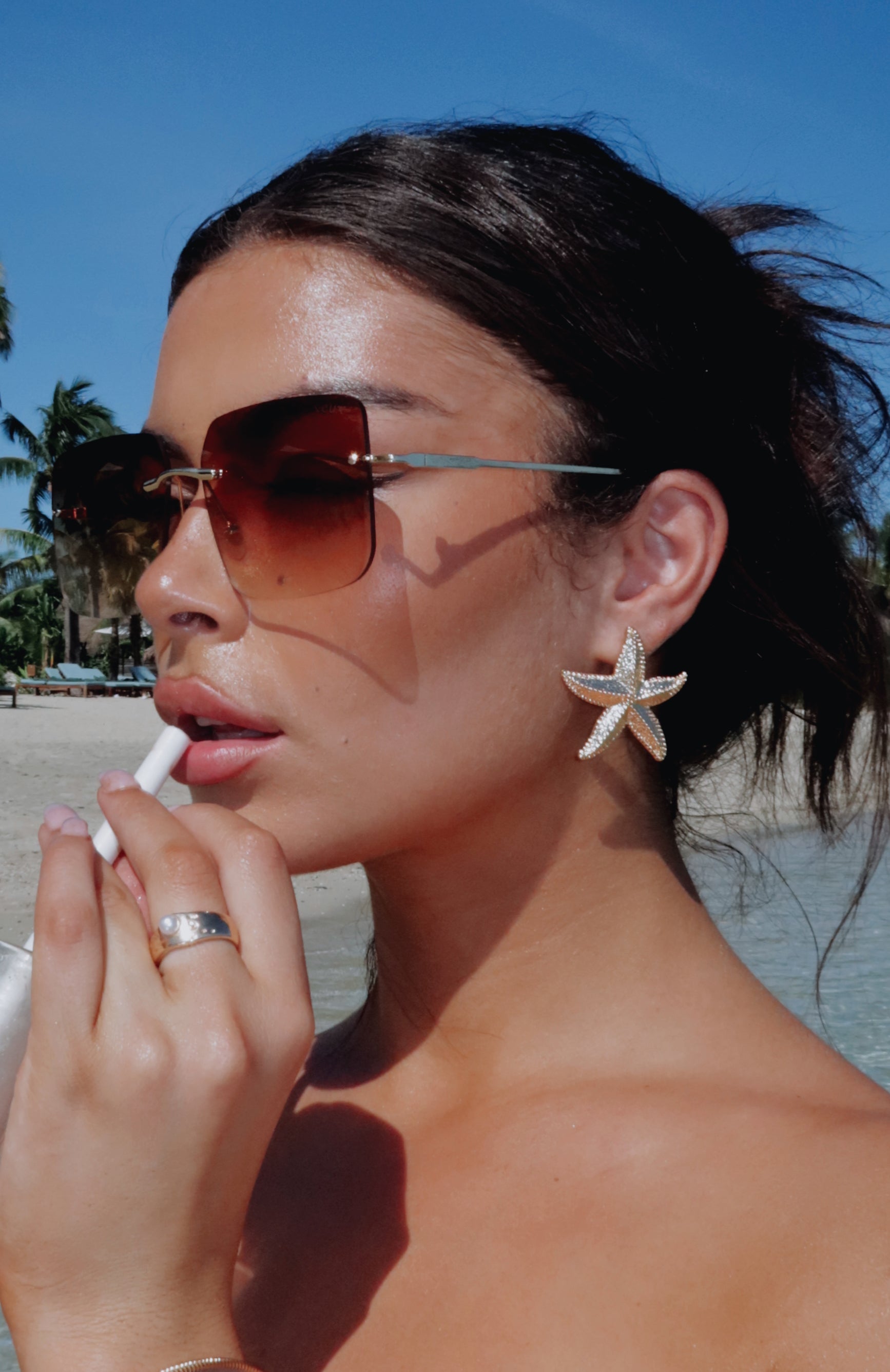 Gold Plated Starfish Stud Earrings - Golden Days Jewelry