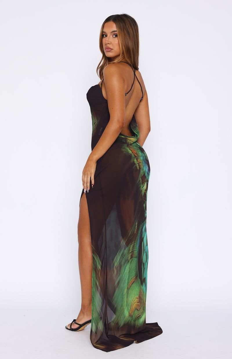 Secret Sounds Halter Maxi Dress with Sheer Plunge Neckline
