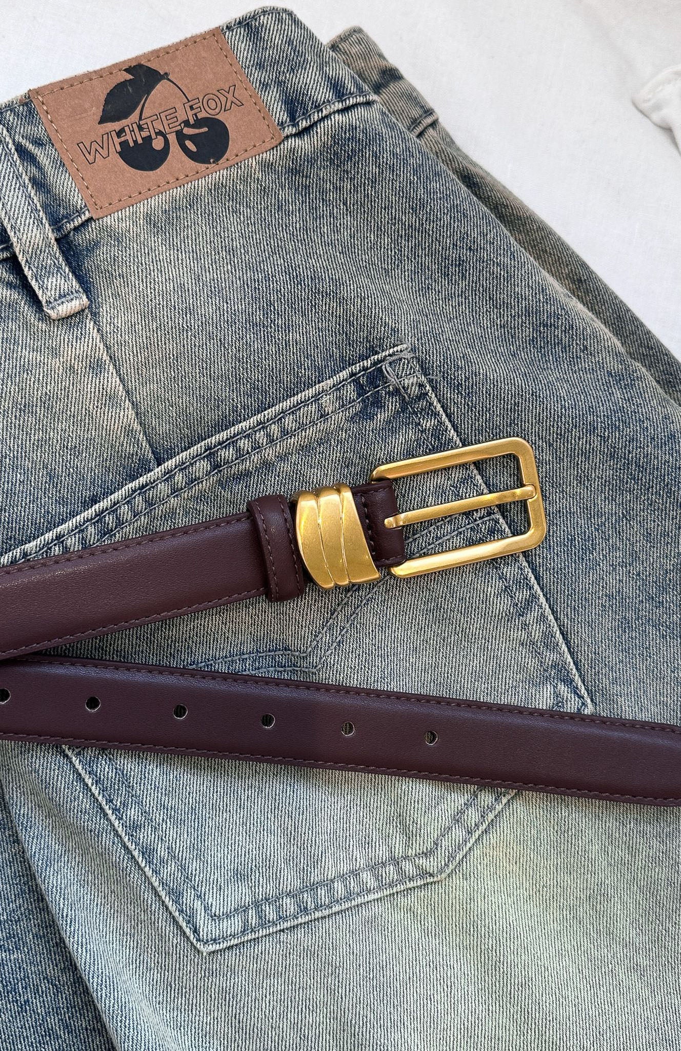 Rex Belt in Chocolate Brown with Vintage Gold Buckle
