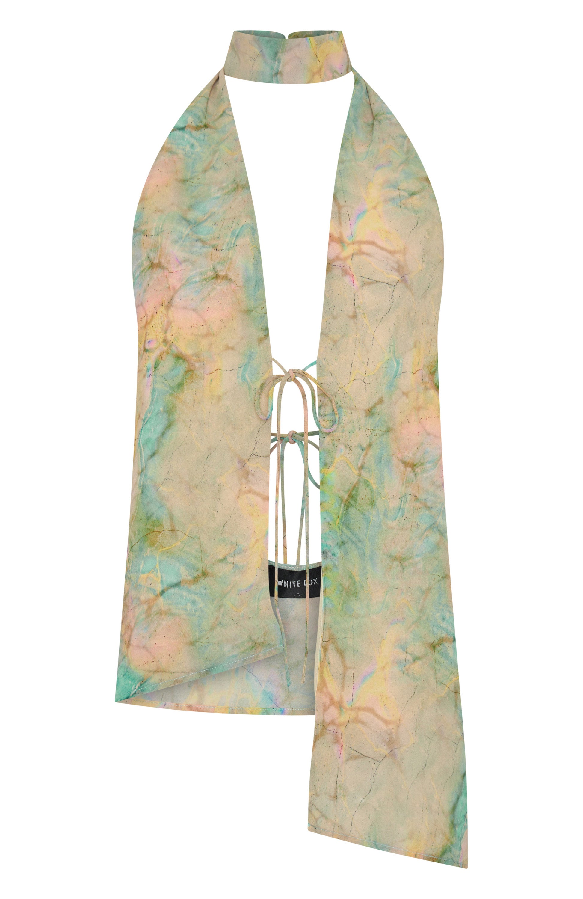 Seaside Halter Neck Top - Backless Day Dream Blouse with Scarf Detailing