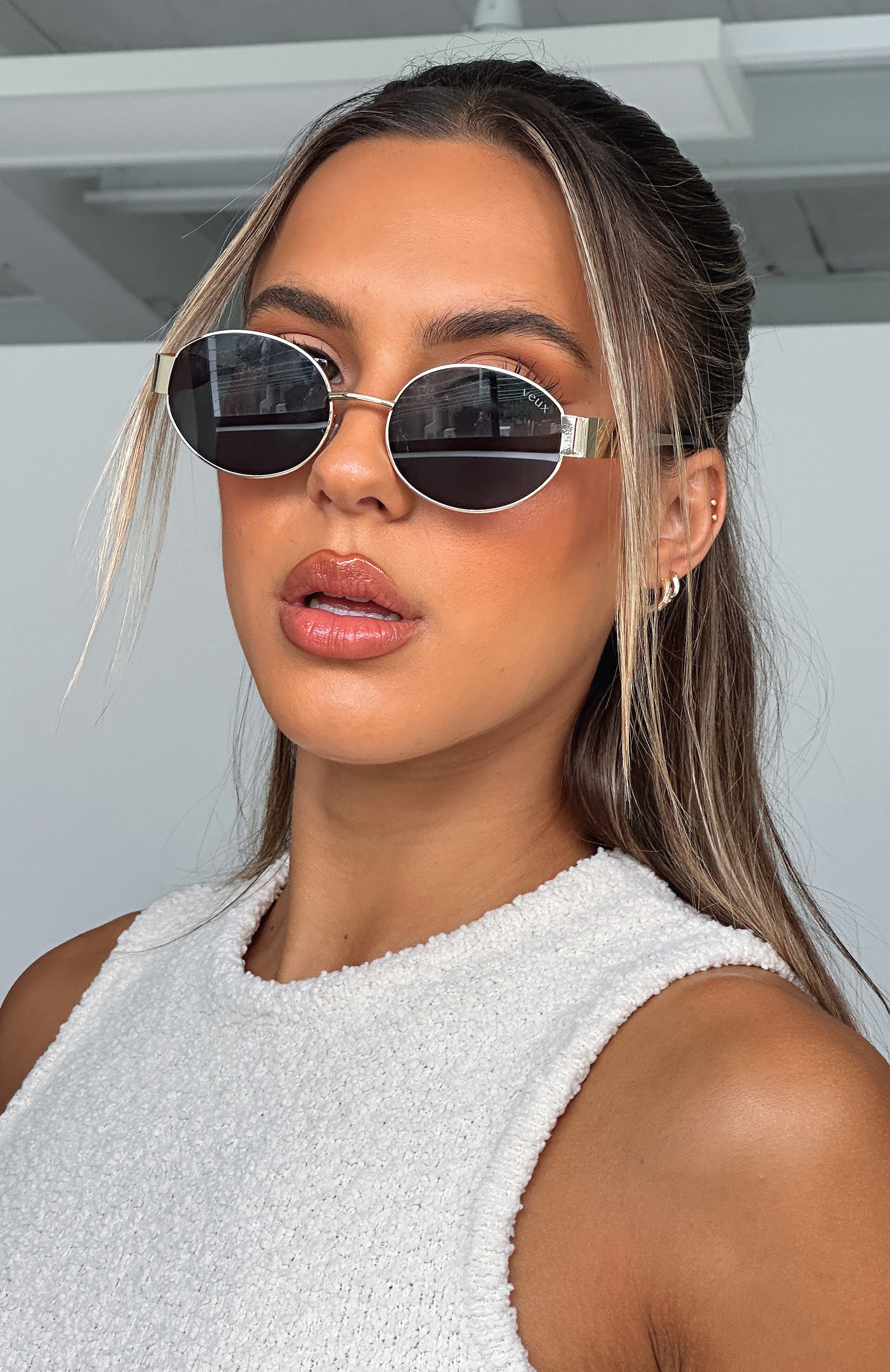 Oasis Gold & Black Sunglasses with Glass Lenses