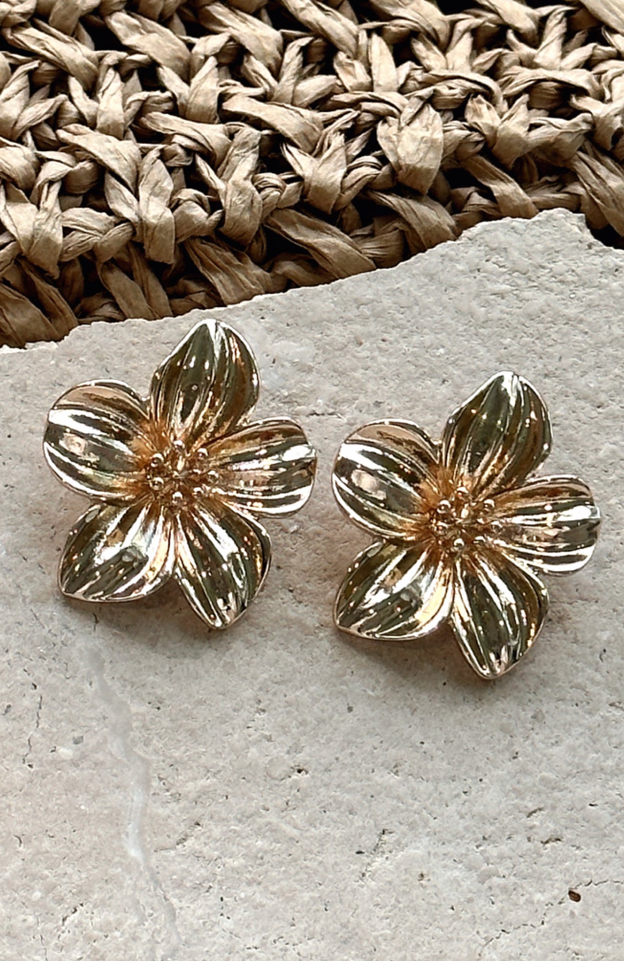 Gold Floral Stud Earrings – Dolce Vita High Shine Plated