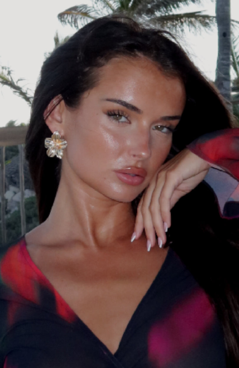 Gold Floral Stud Earrings – Dolce Vita High Shine Plated