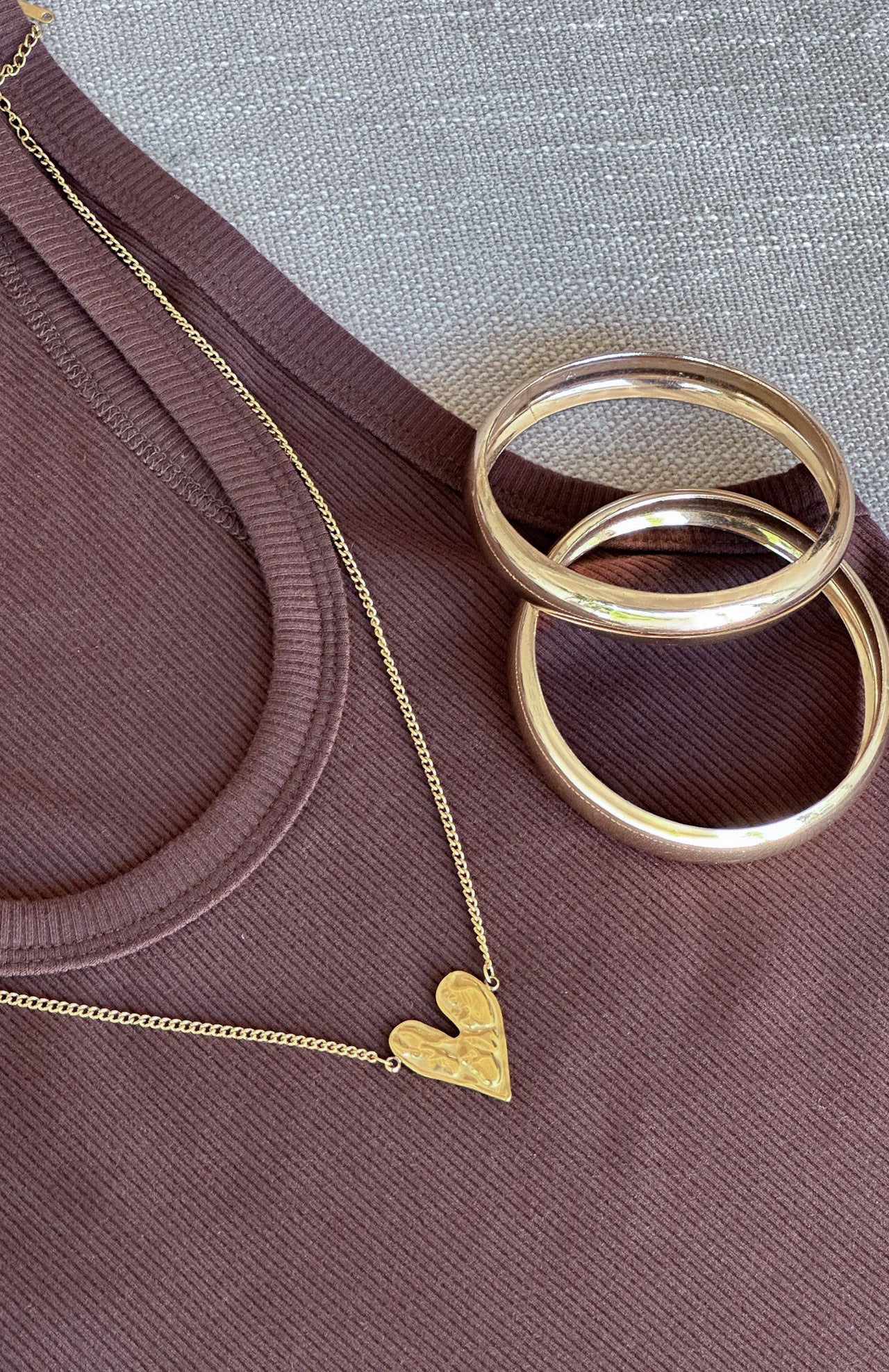 Gold Heart Necklace - Titanium Steel Chain with Lobster Clasp