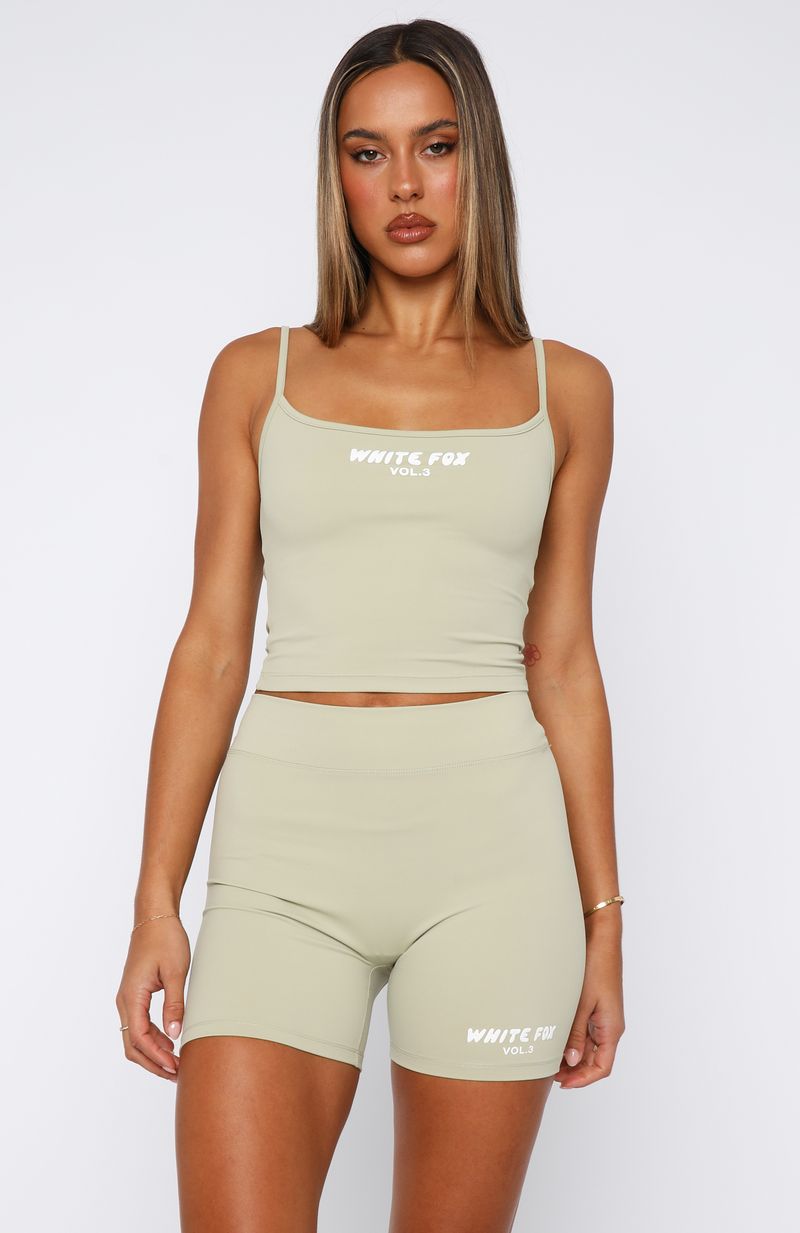 Offstage Moss Square Neck Cropped Singlet Top