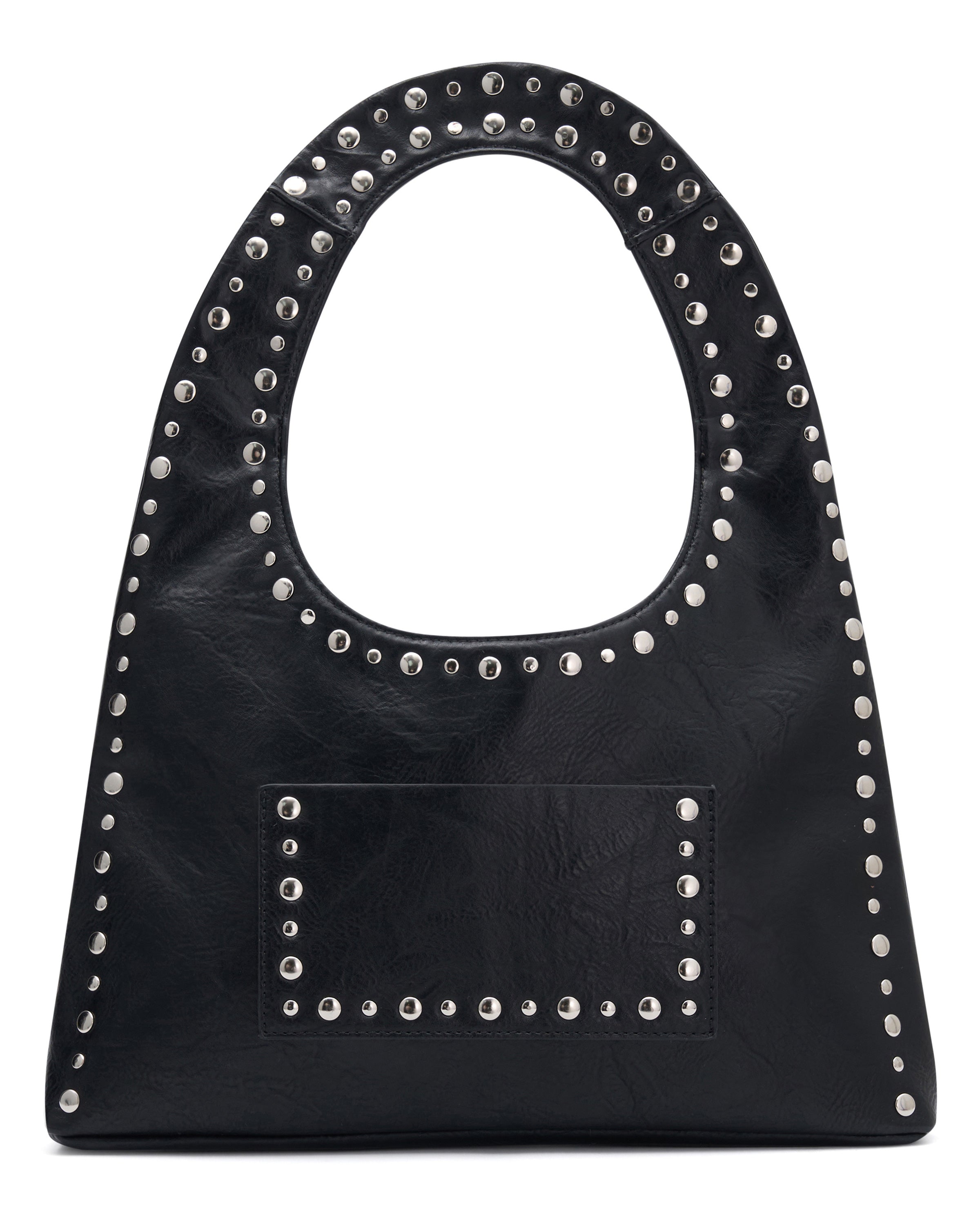 Guita Black PU Studded Shoulder Bag with Front Pocket