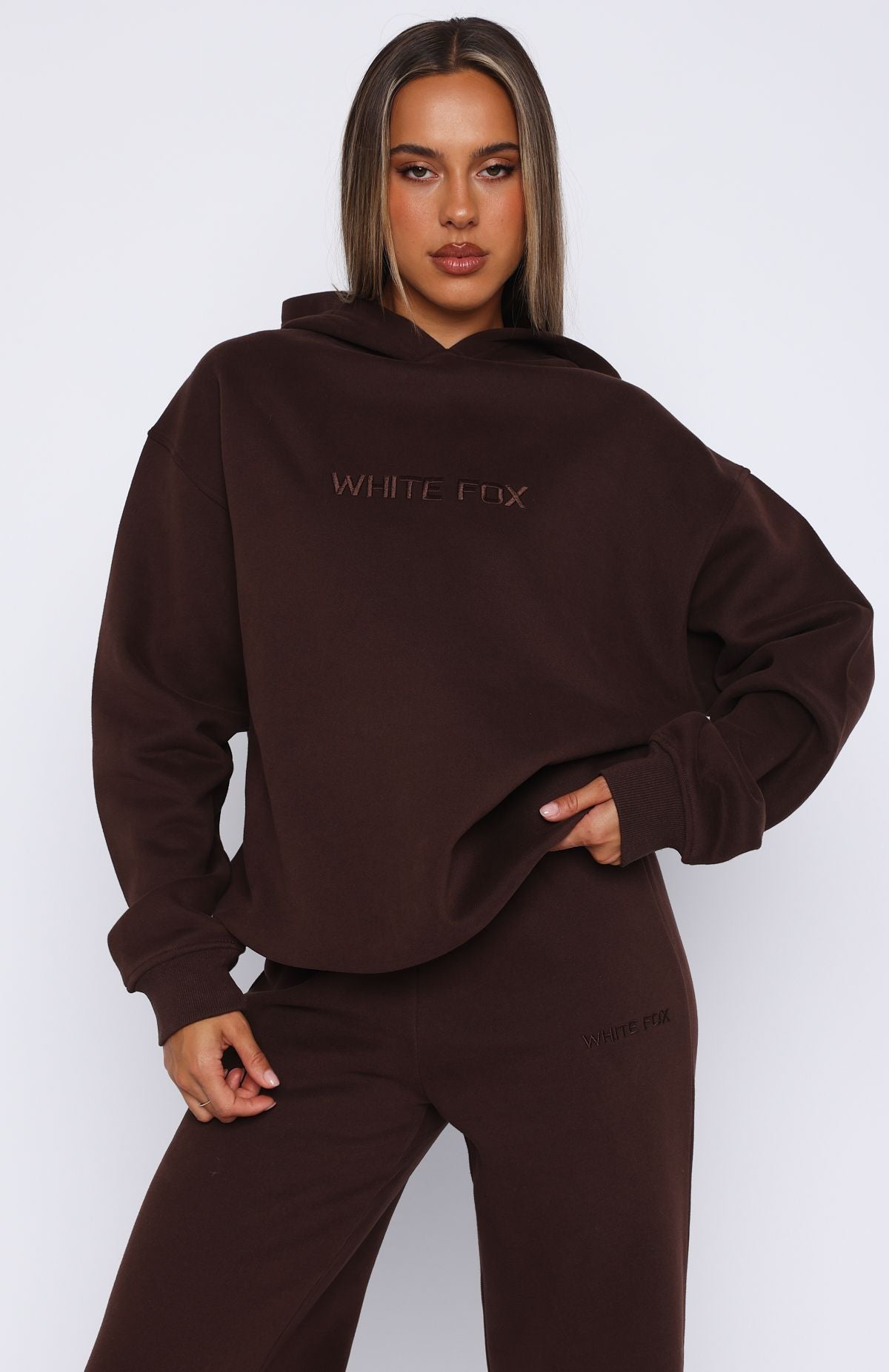 Stay Lifted Oversized Hoodie - Bitter Chocolate Fleece Pullover
