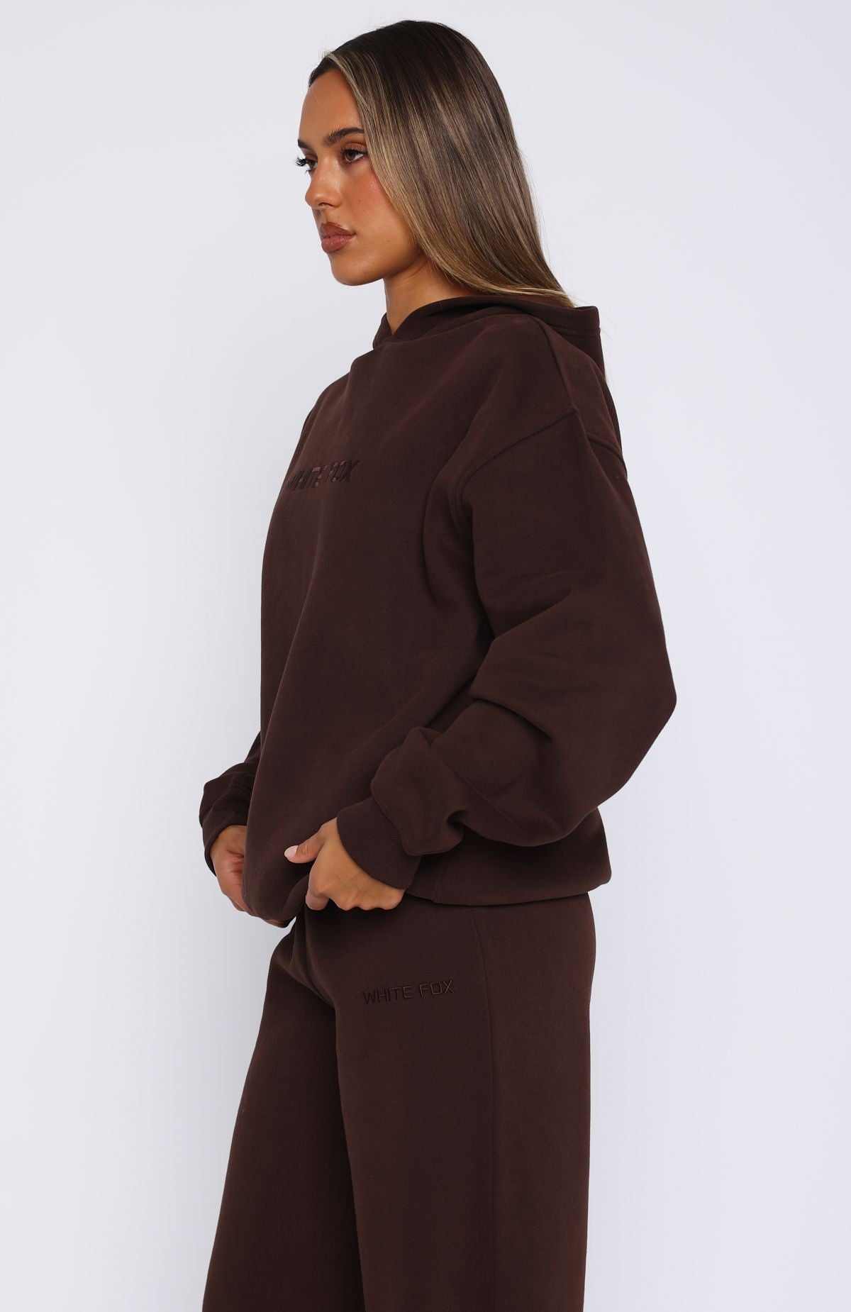Stay Lifted Oversized Hoodie - Bitter Chocolate Fleece Pullover