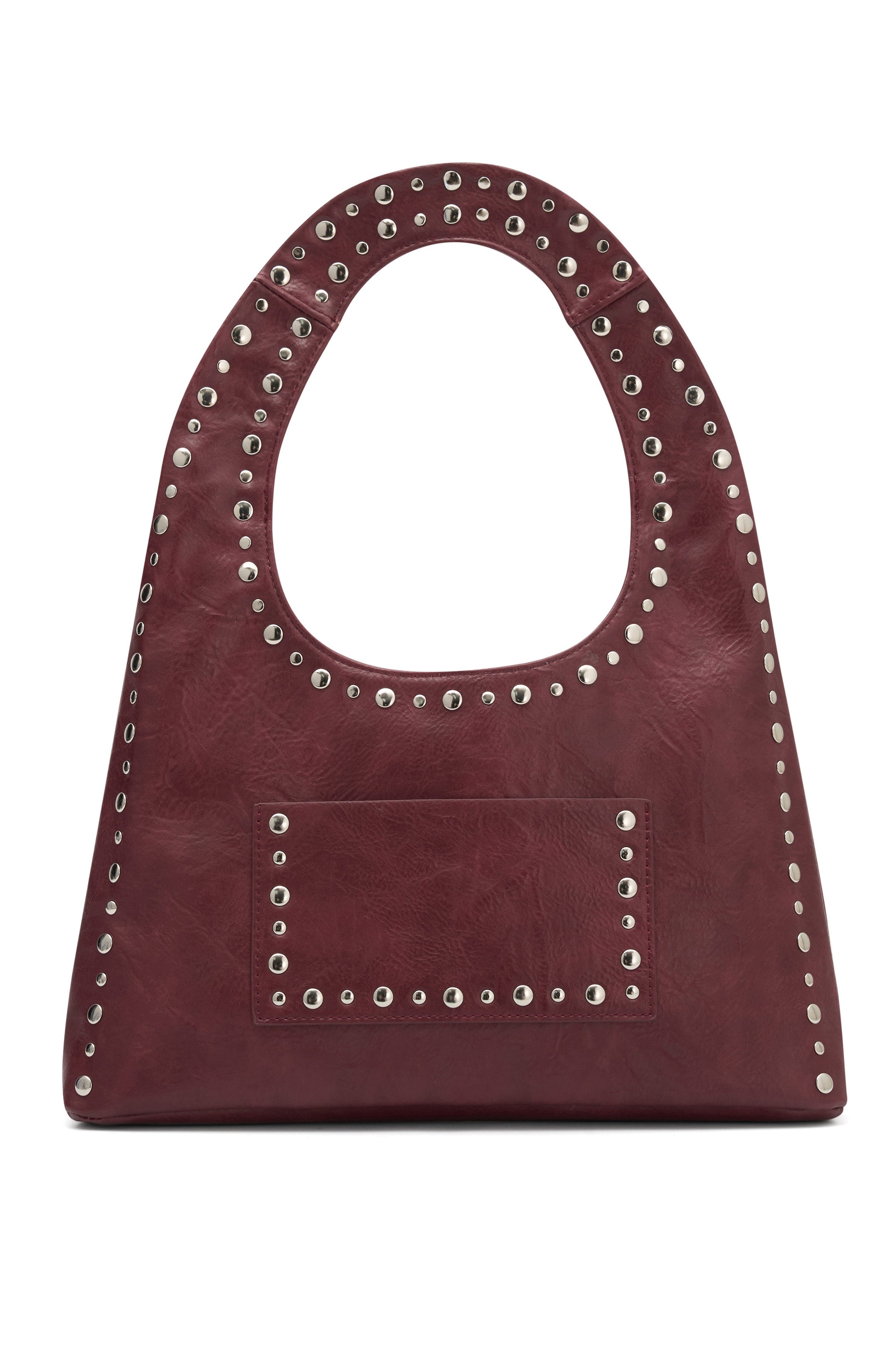 Guita Burgundy PU Studded Shoulder Bag with Front Pocket