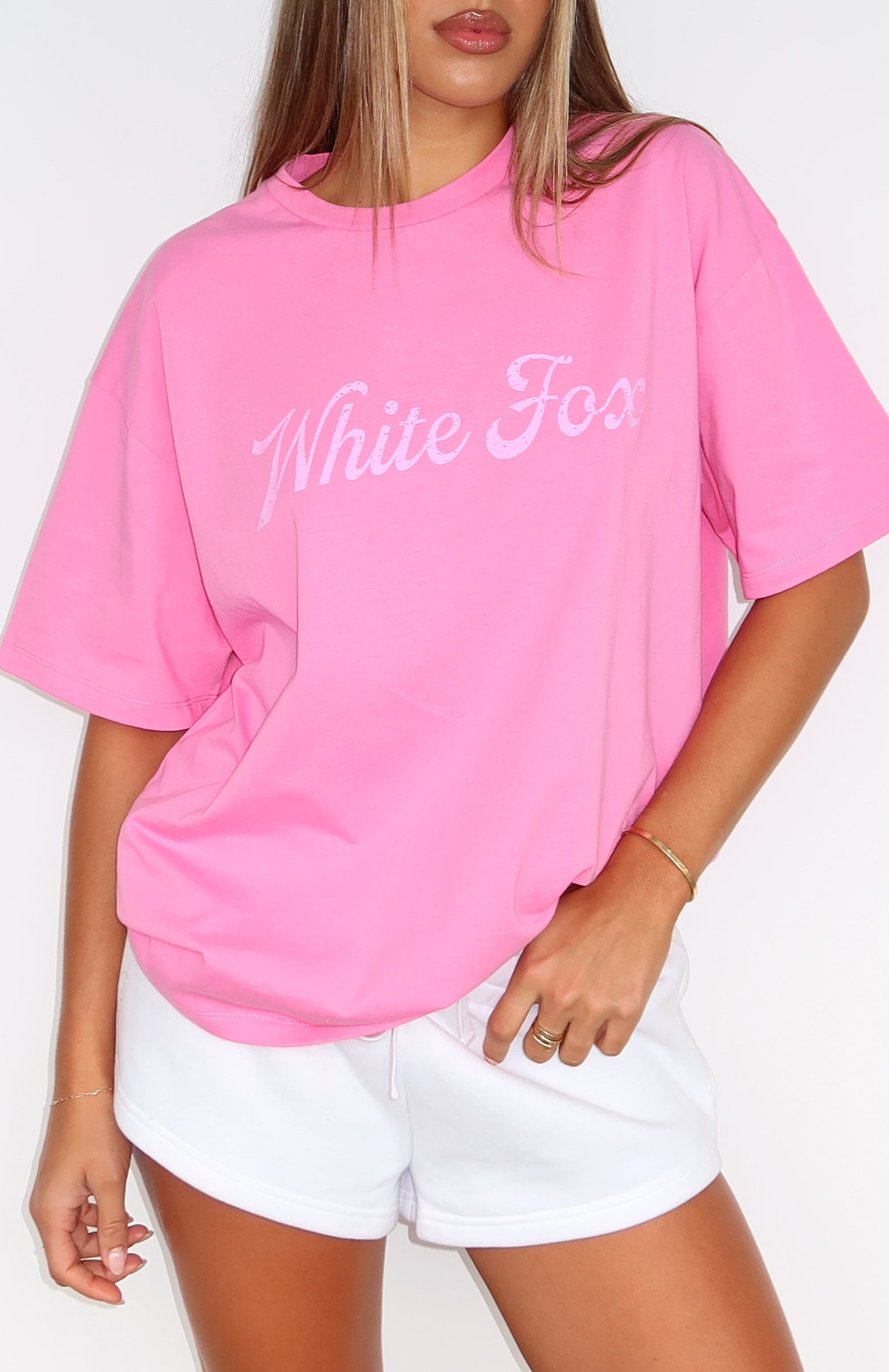 The Good Life Pink Oversized Cotton T-Shirt for Women