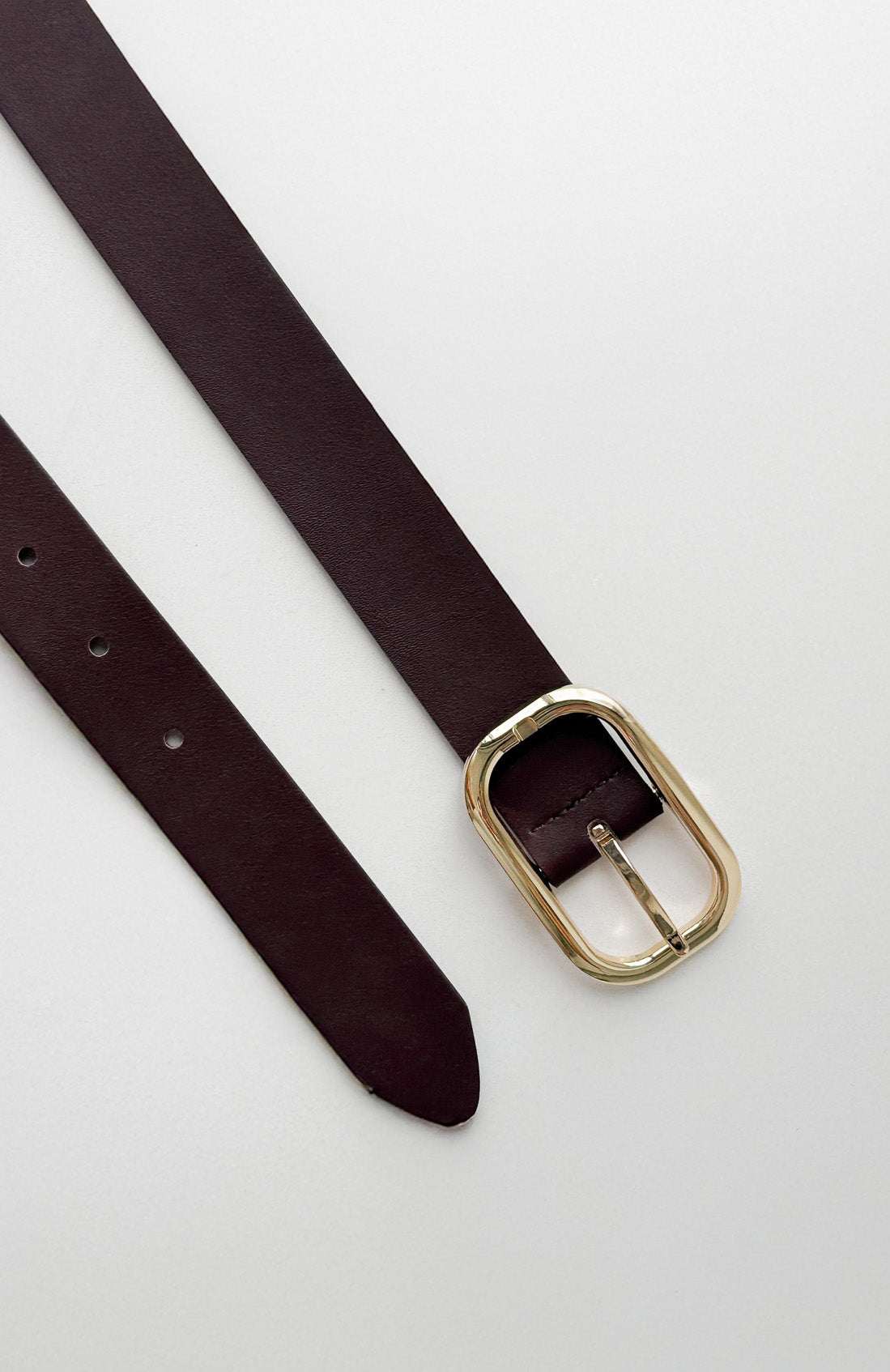 Kai Chocolate Brown PU Leather Belt with Gold Buckle