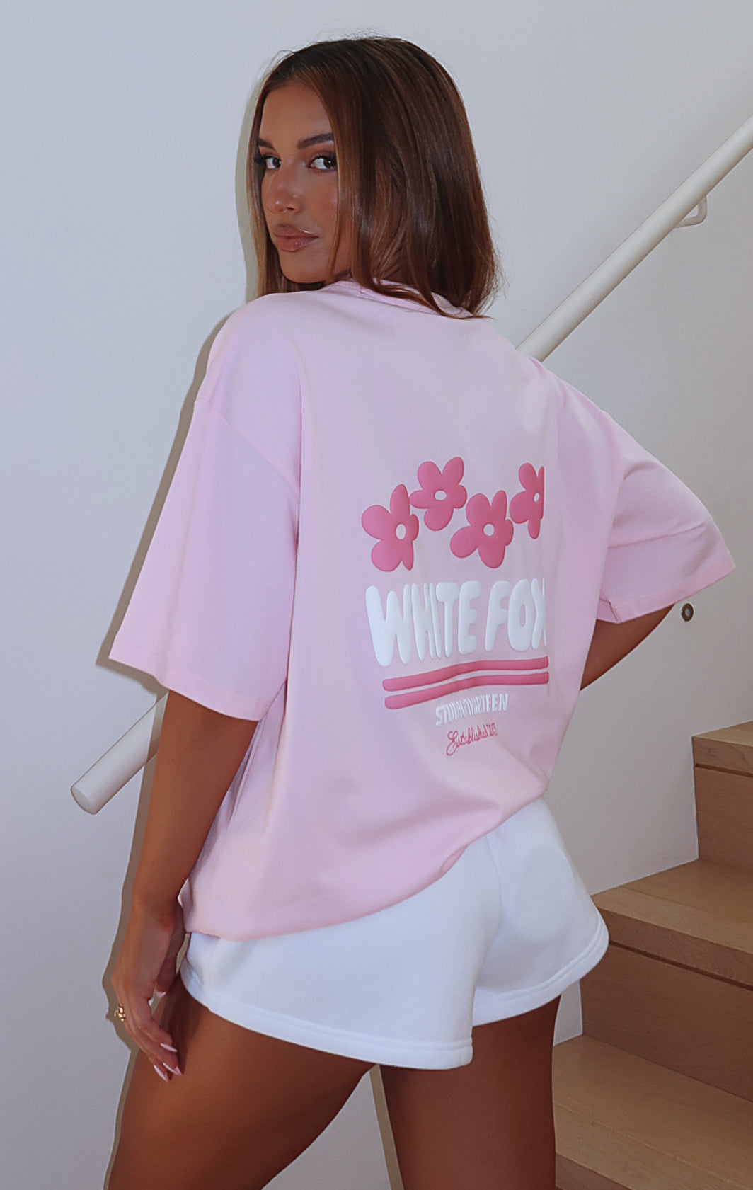 Tropic Time Oversized Cotton T-Shirt Pink with Puff Print Logo