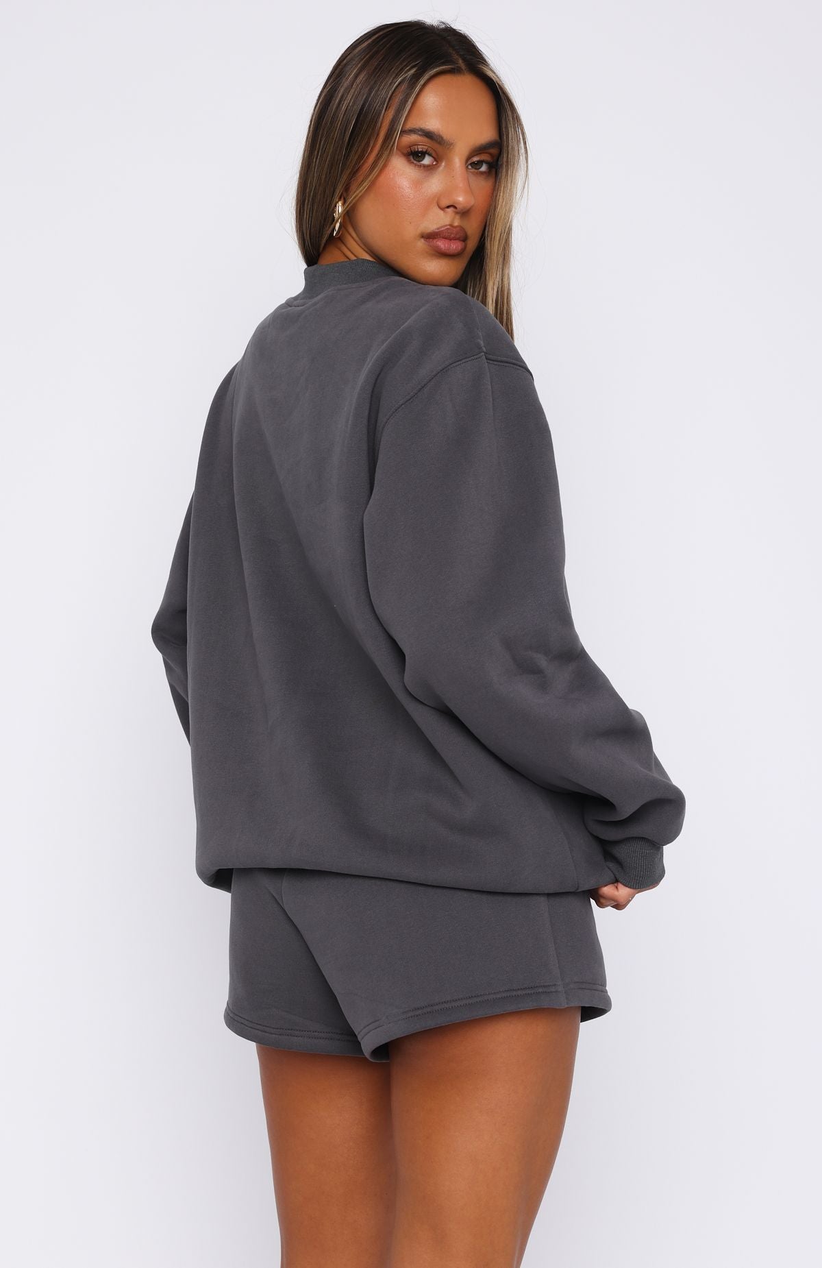 Pick You A Flower Oversized Fleece Sweater - Volcanic