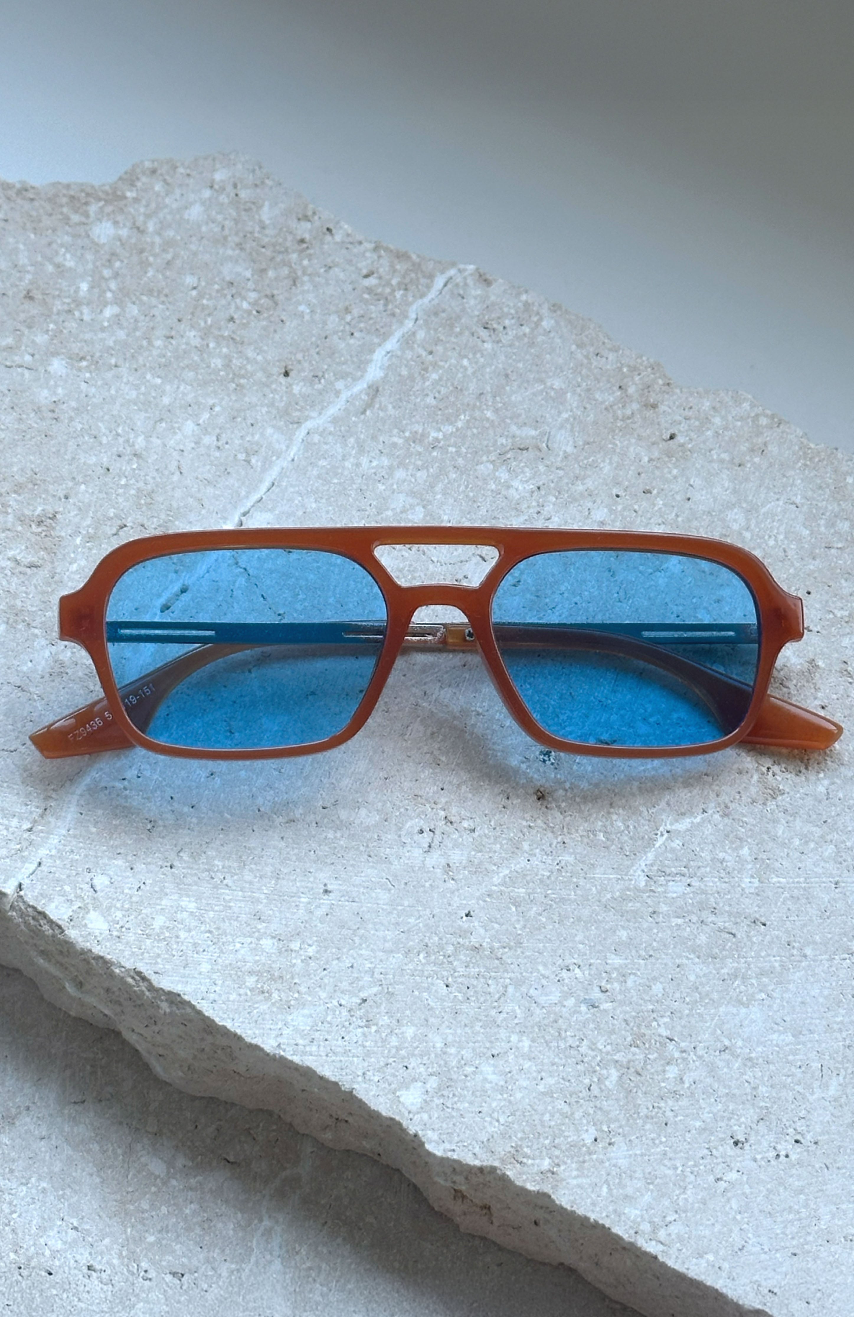 Abel Orange & Blue Square Sunglasses with Tinted Lenses