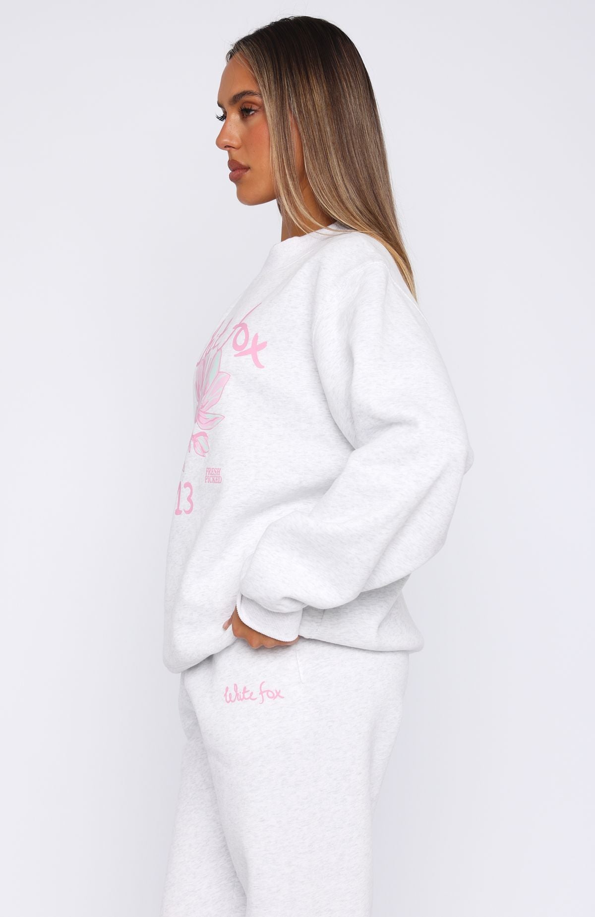 Oversized Fleece-Lined Sweater - Grey Marle Pick You A Flower