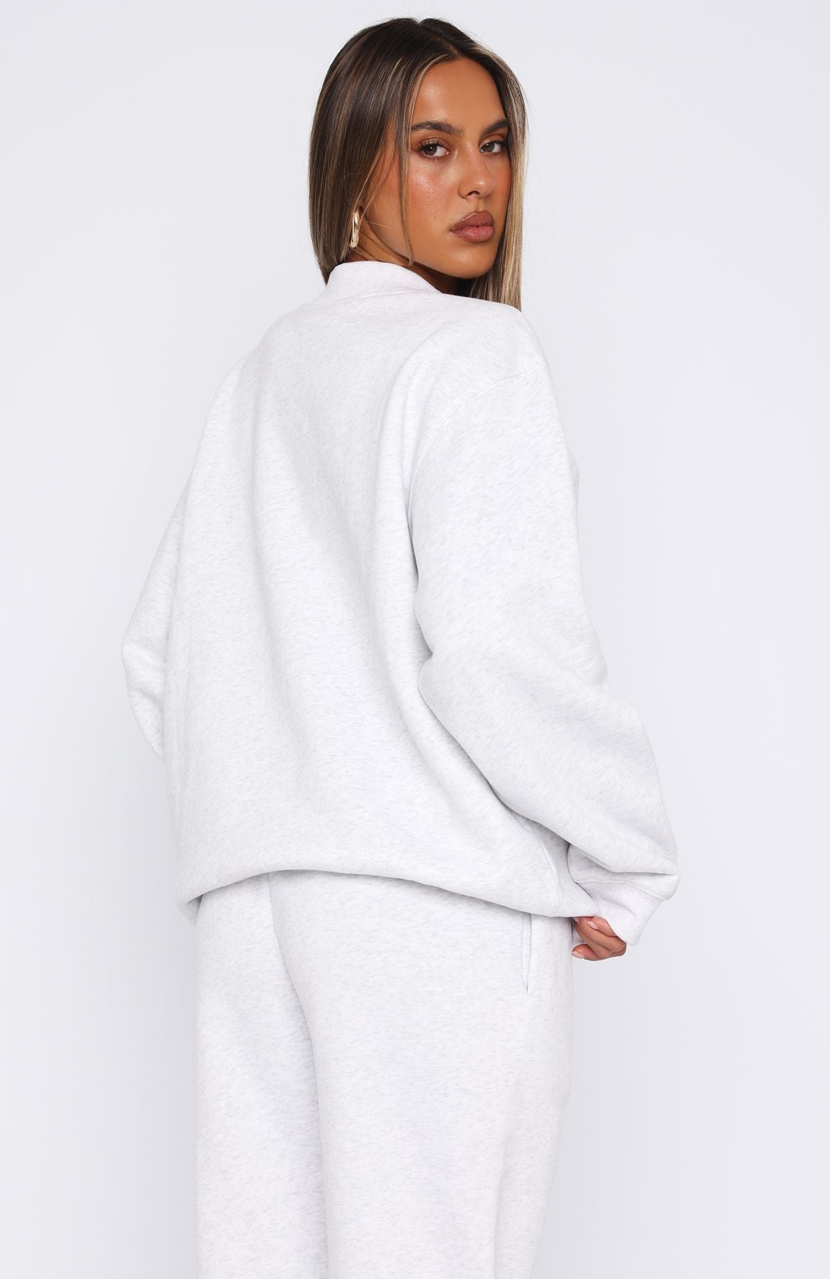 Oversized Fleece-Lined Sweater - Grey Marle Pick You A Flower