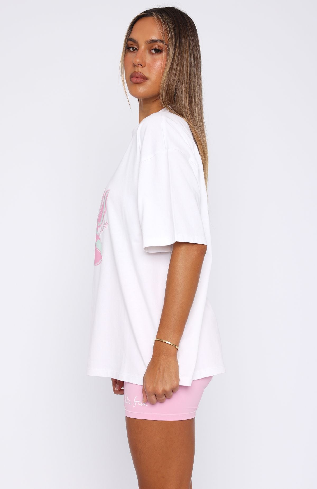 White Oversized Graphic Tee - Pick You A Flower Cotton Shirt