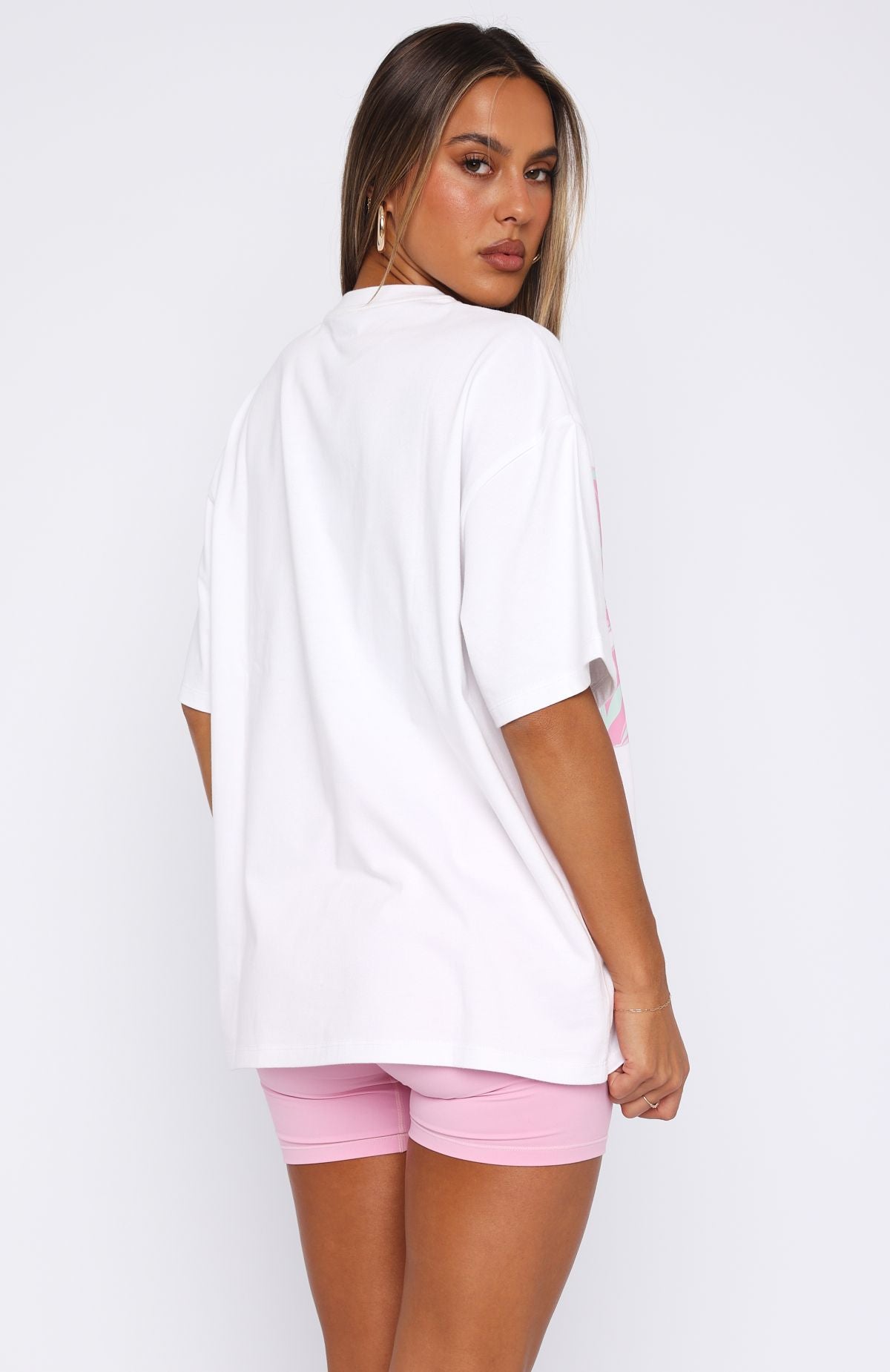 White Oversized Graphic Tee - Pick You A Flower Cotton Shirt
