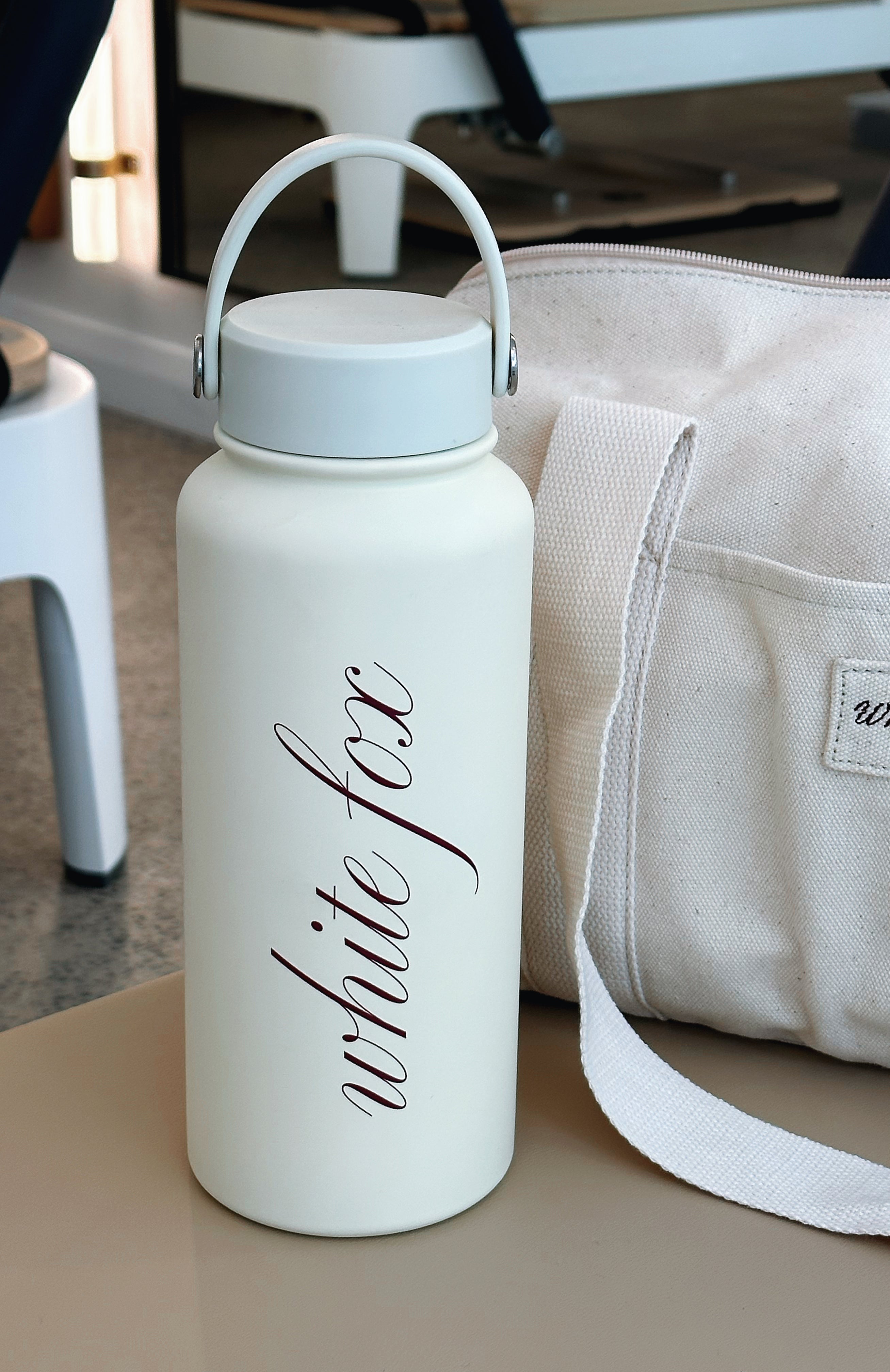 1L Cream Insulated Stainless Steel Water Bottle for Workouts