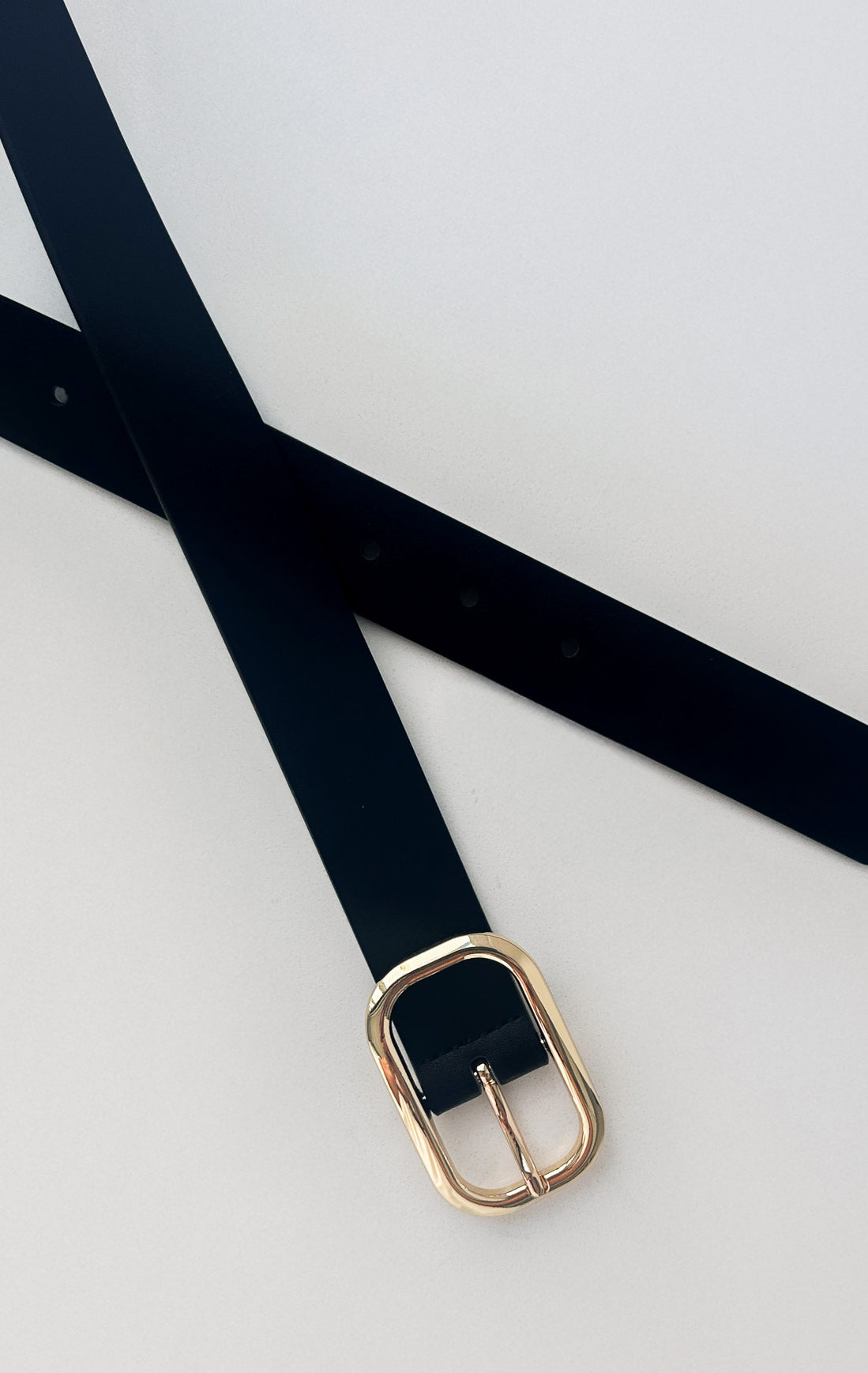 Kai Black PU Belt with Gold Buckle - S/M & M/L Sizes