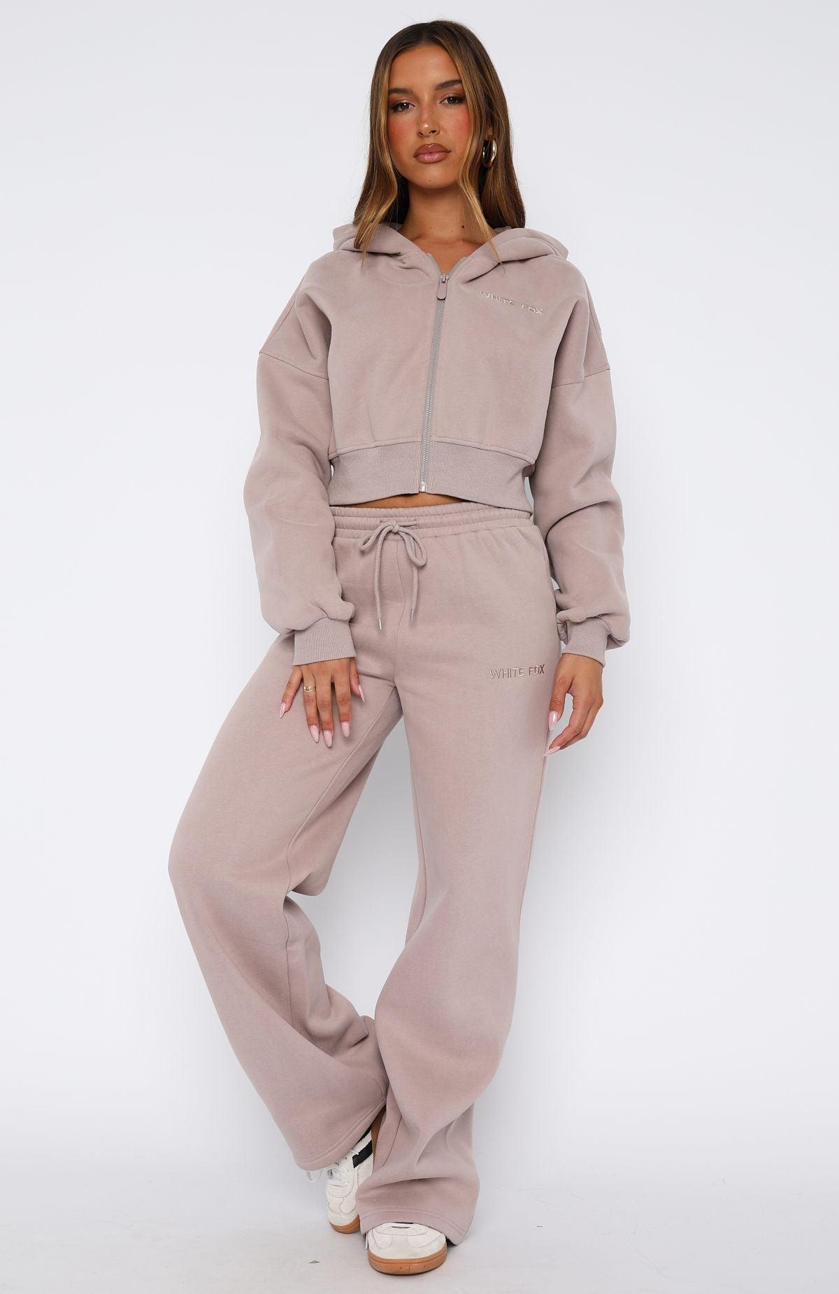 Stay Lifted Cinnamon Wide Leg Fleece Sweatpants