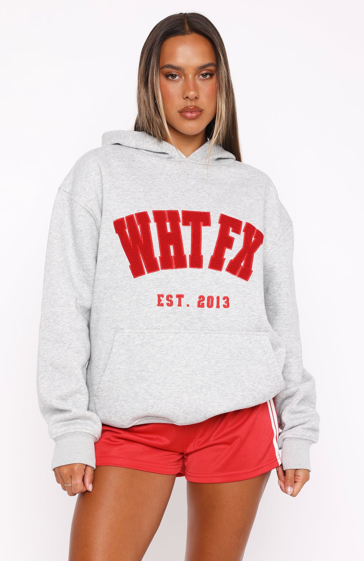 Give It Away Oversized Hoodie - Dark Grey Marle Fleece Pullover