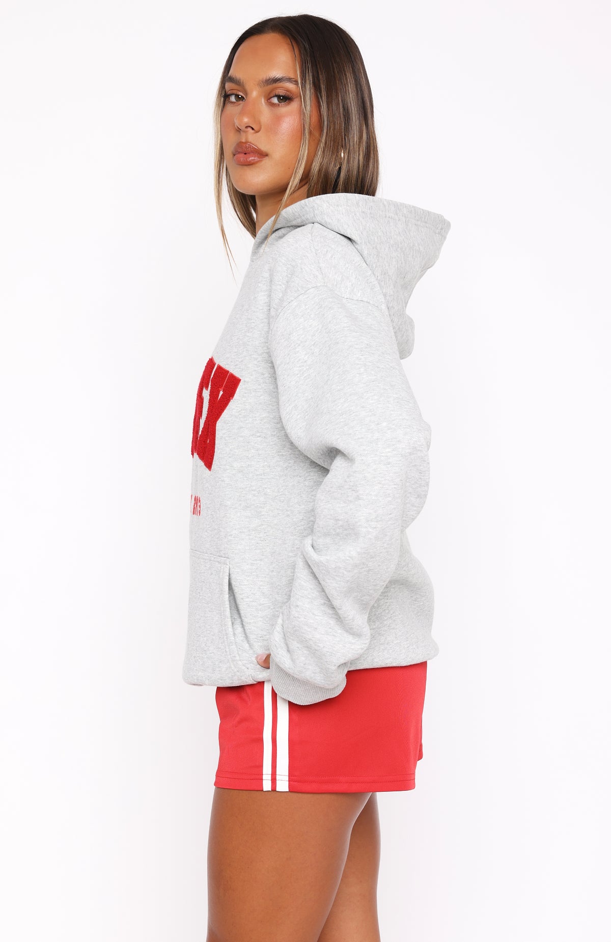 Give It Away Oversized Hoodie - Dark Grey Marle Fleece Pullover