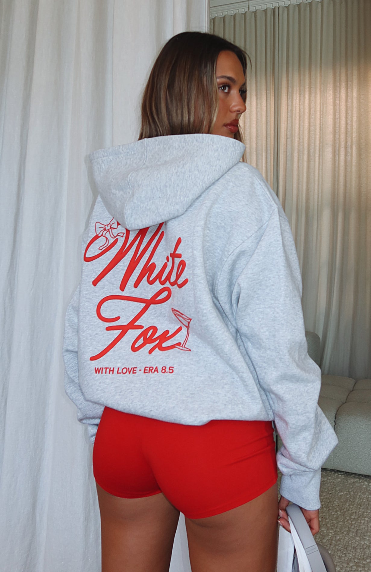 With Love & Kisses Oversized Hoodie - Dark Grey Marle Fleece