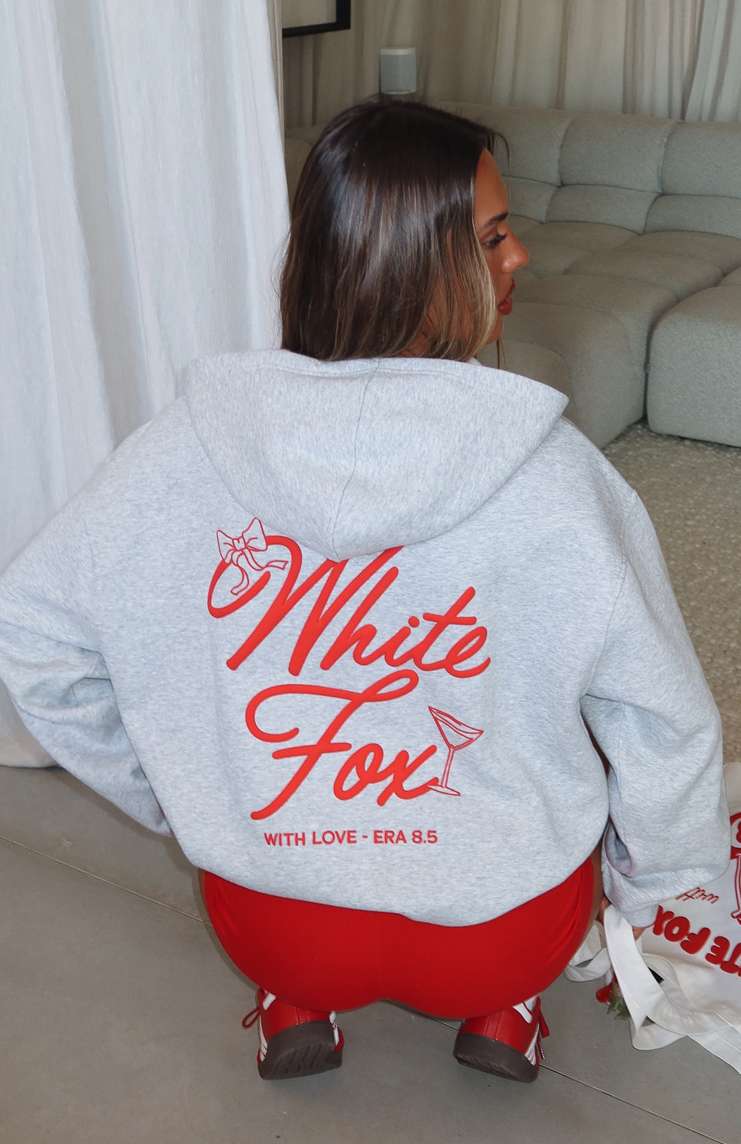 With Love & Kisses Oversized Hoodie - Dark Grey Marle Fleece