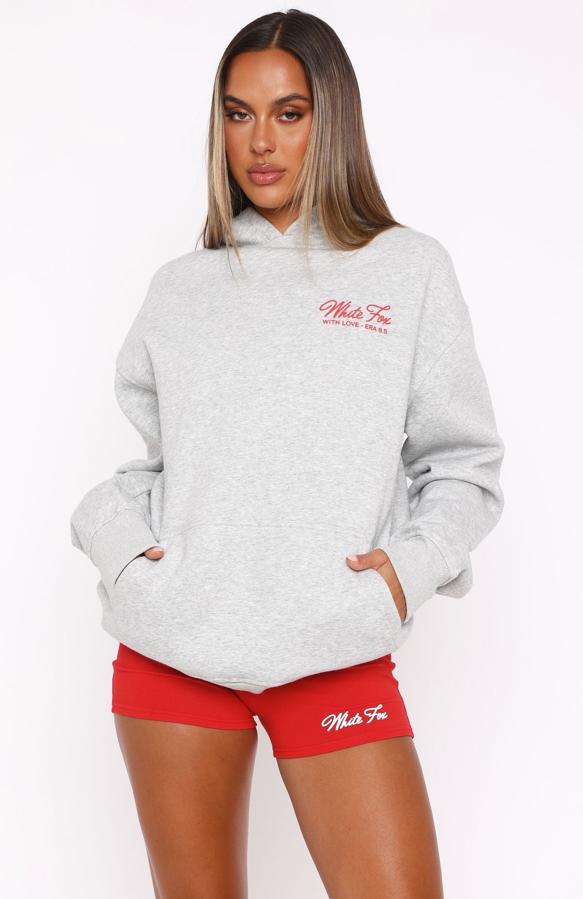 With Love & Kisses Oversized Hoodie - Dark Grey Marle Fleece