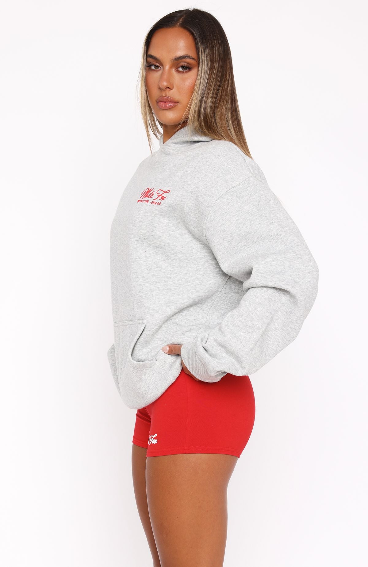 With Love & Kisses Oversized Hoodie - Dark Grey Marle Fleece