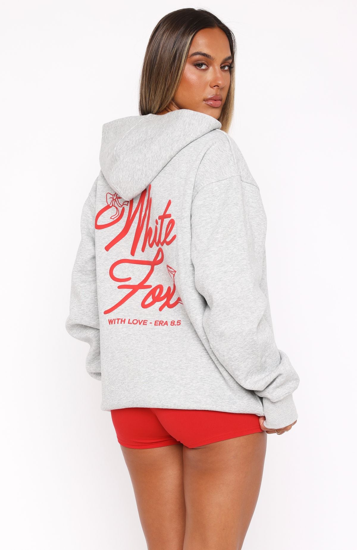 With Love & Kisses Oversized Hoodie - Dark Grey Marle Fleece