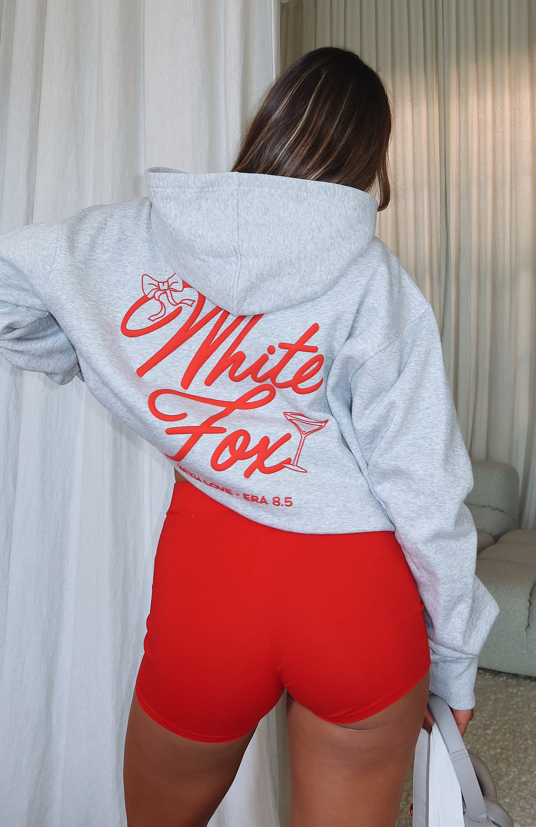 With Love & Kisses Oversized Hoodie - Dark Grey Marle Fleece