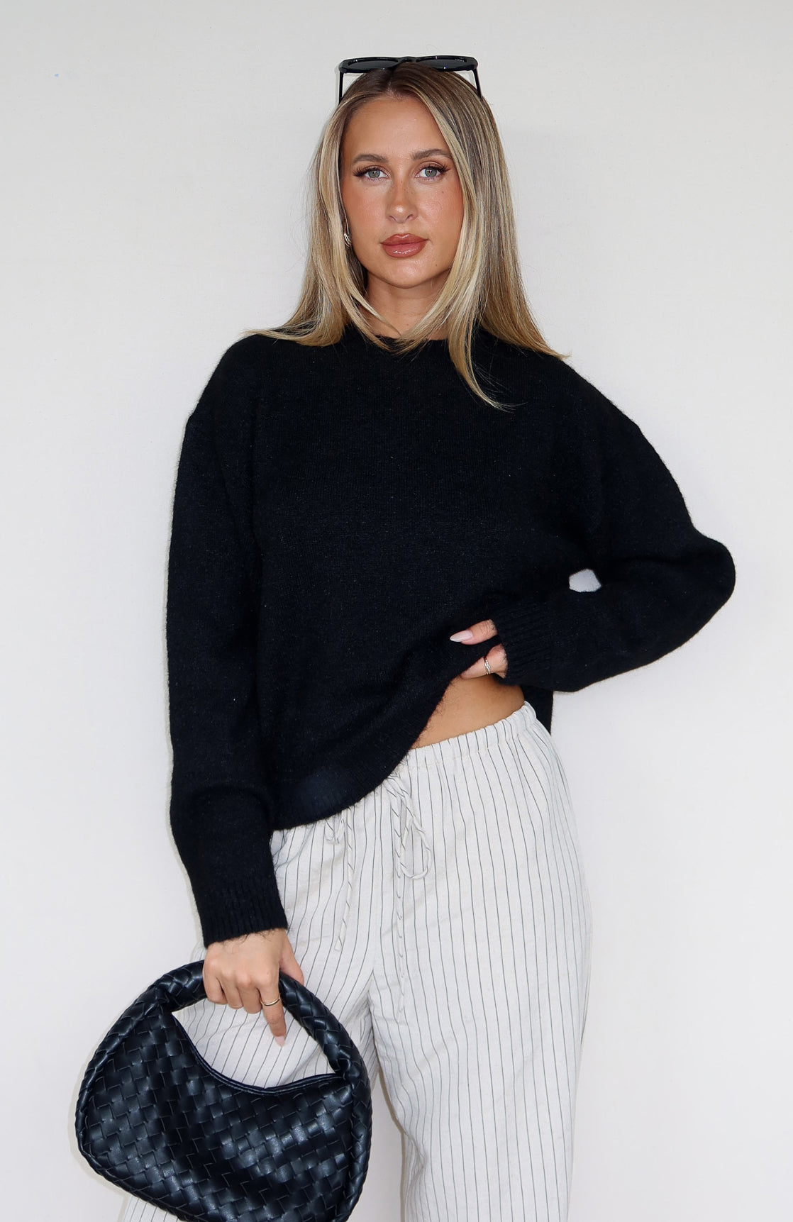 Warm Whispers Black Knit Sweater - Cropped, High Neck, Cozy