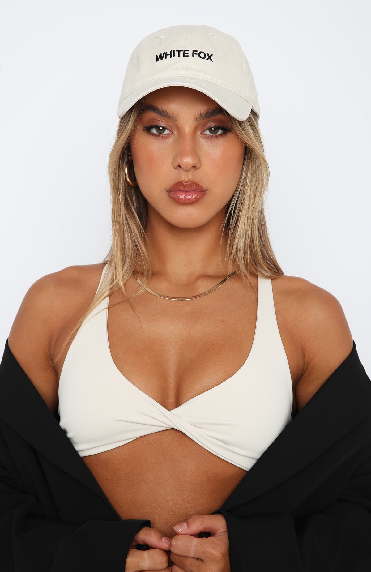 White Fox Time To Travel Snapback Cap in Bone - Cotton Baseball Hat