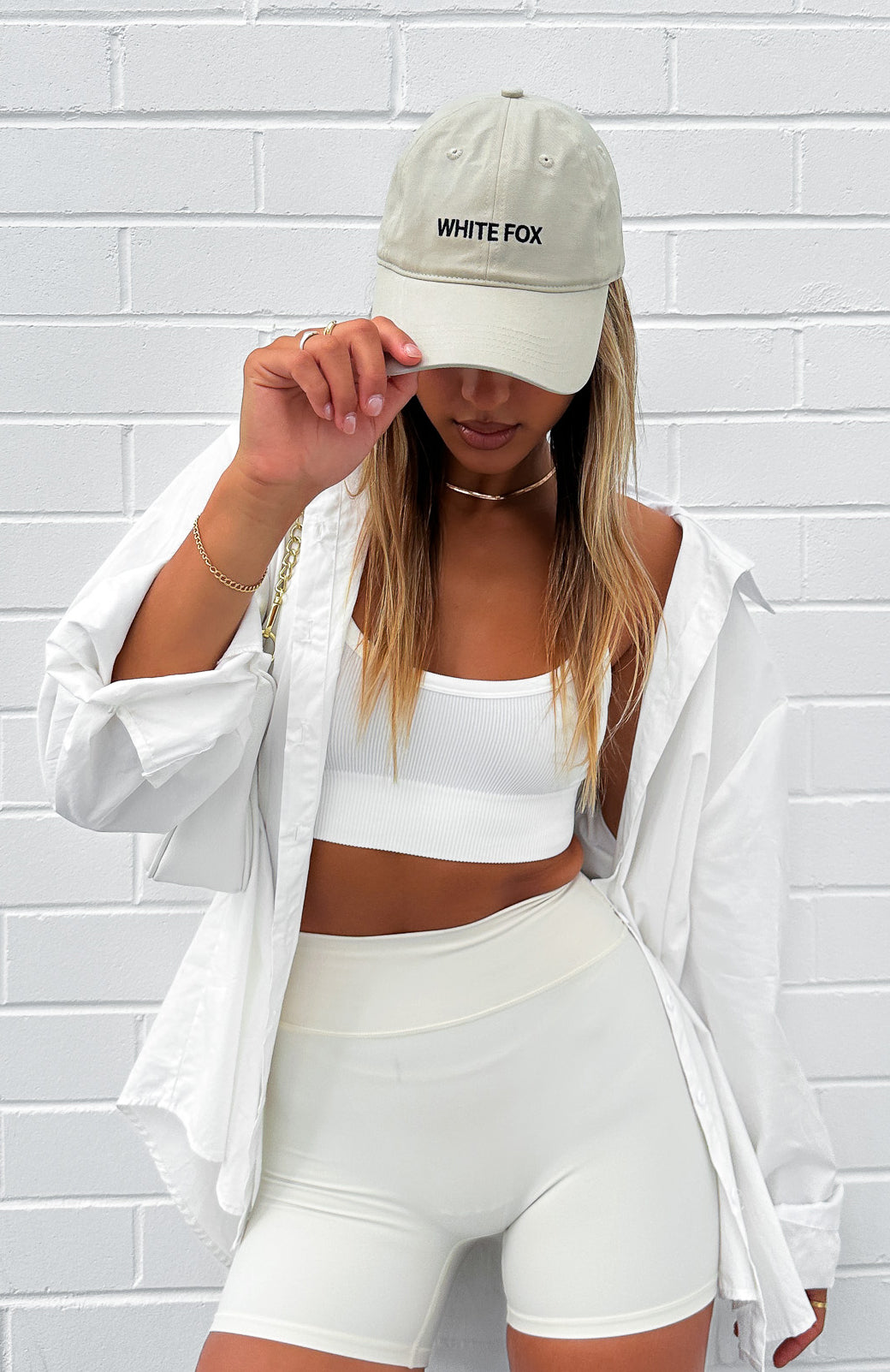 White Fox Time To Travel Snapback Cap in Bone - Cotton Baseball Hat