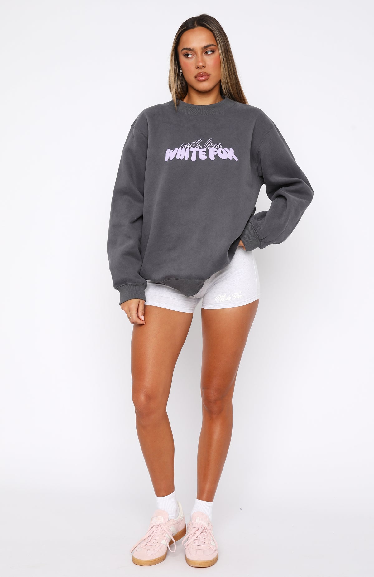 With Love Forever Oversized Fleece Sweater Volcanic
