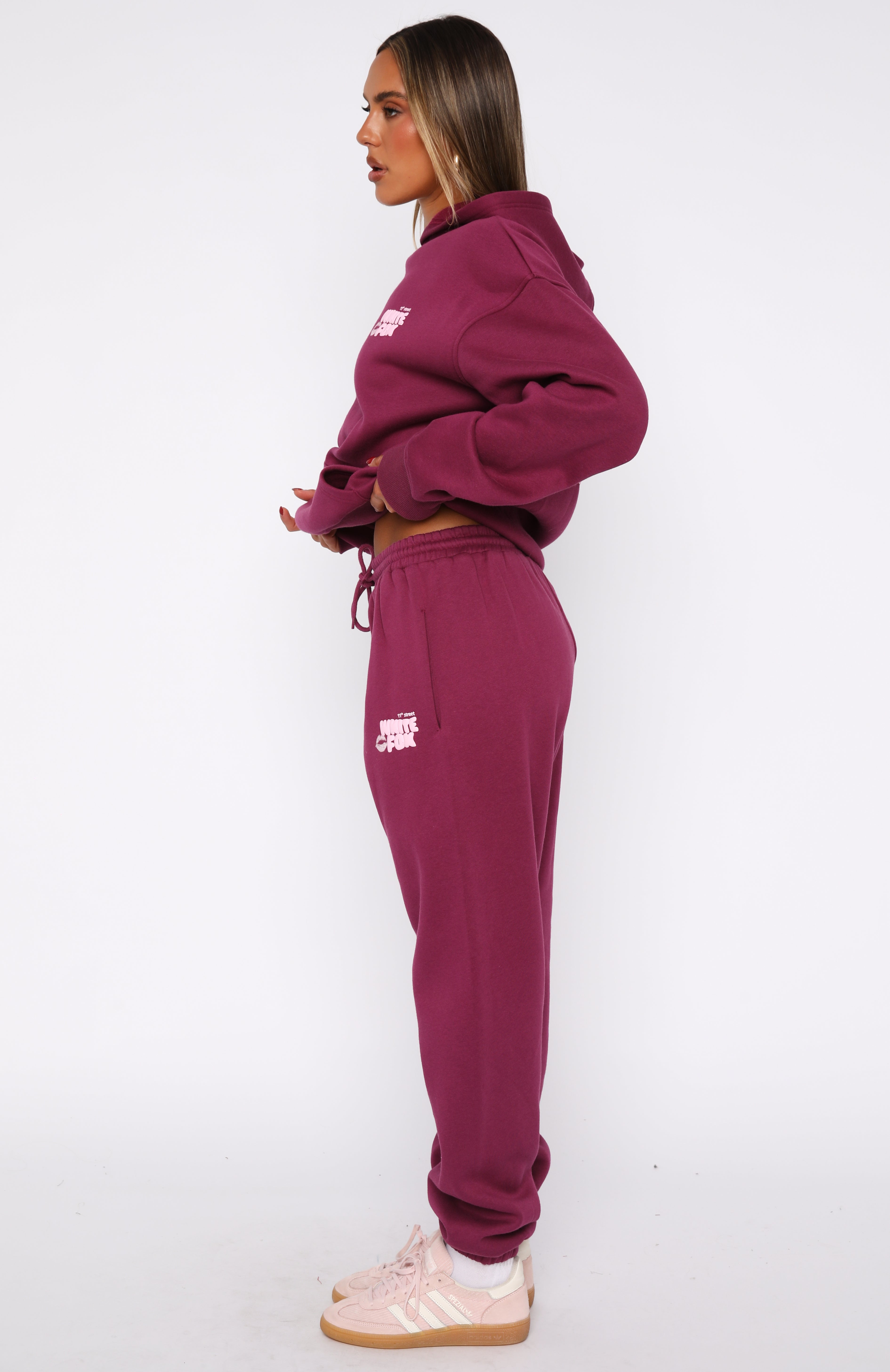 11th Street Sweet Kisses Fleece Sweatpants - Very Berry
