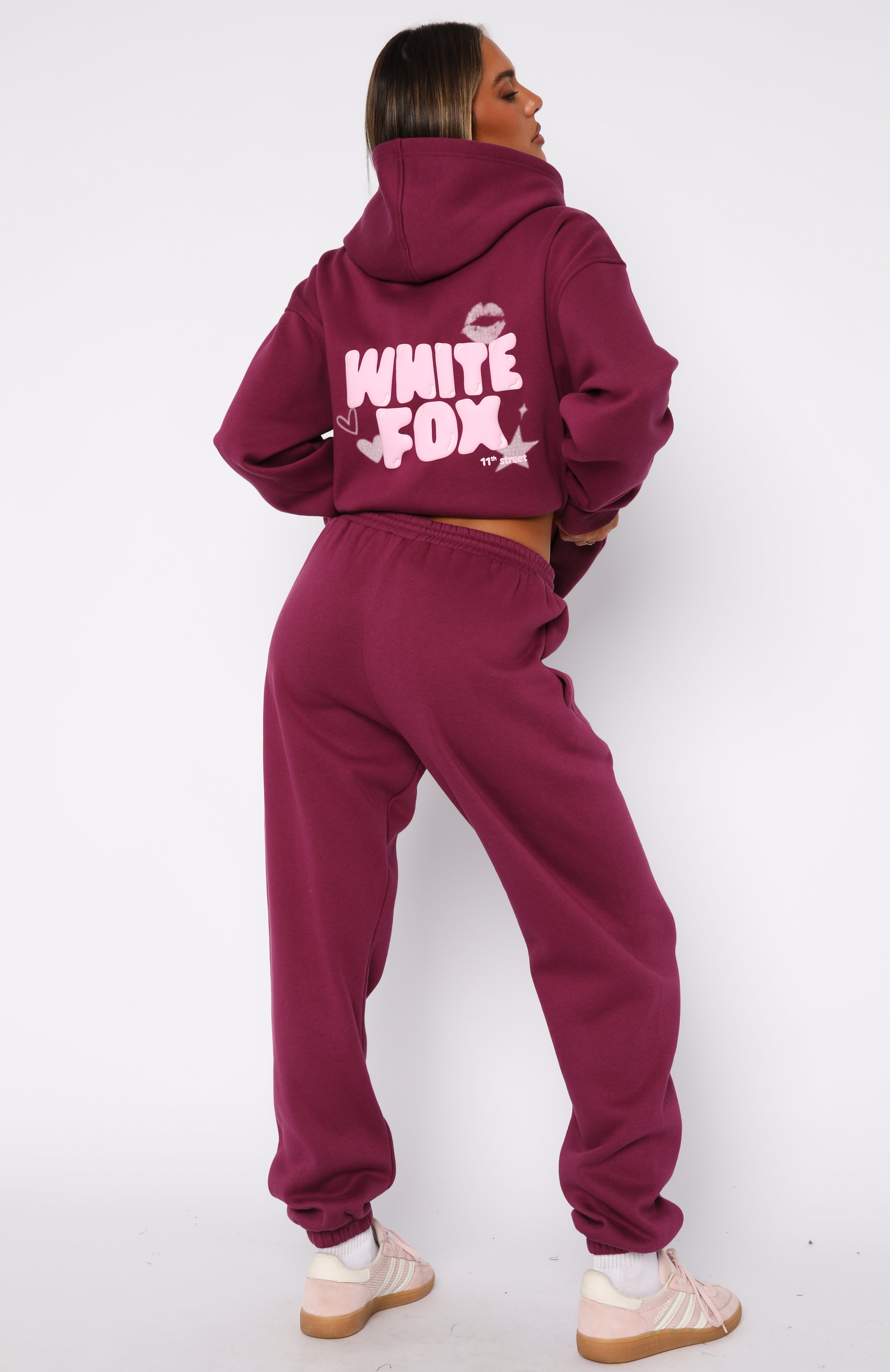11th Street Sweet Kisses Fleece Sweatpants - Very Berry