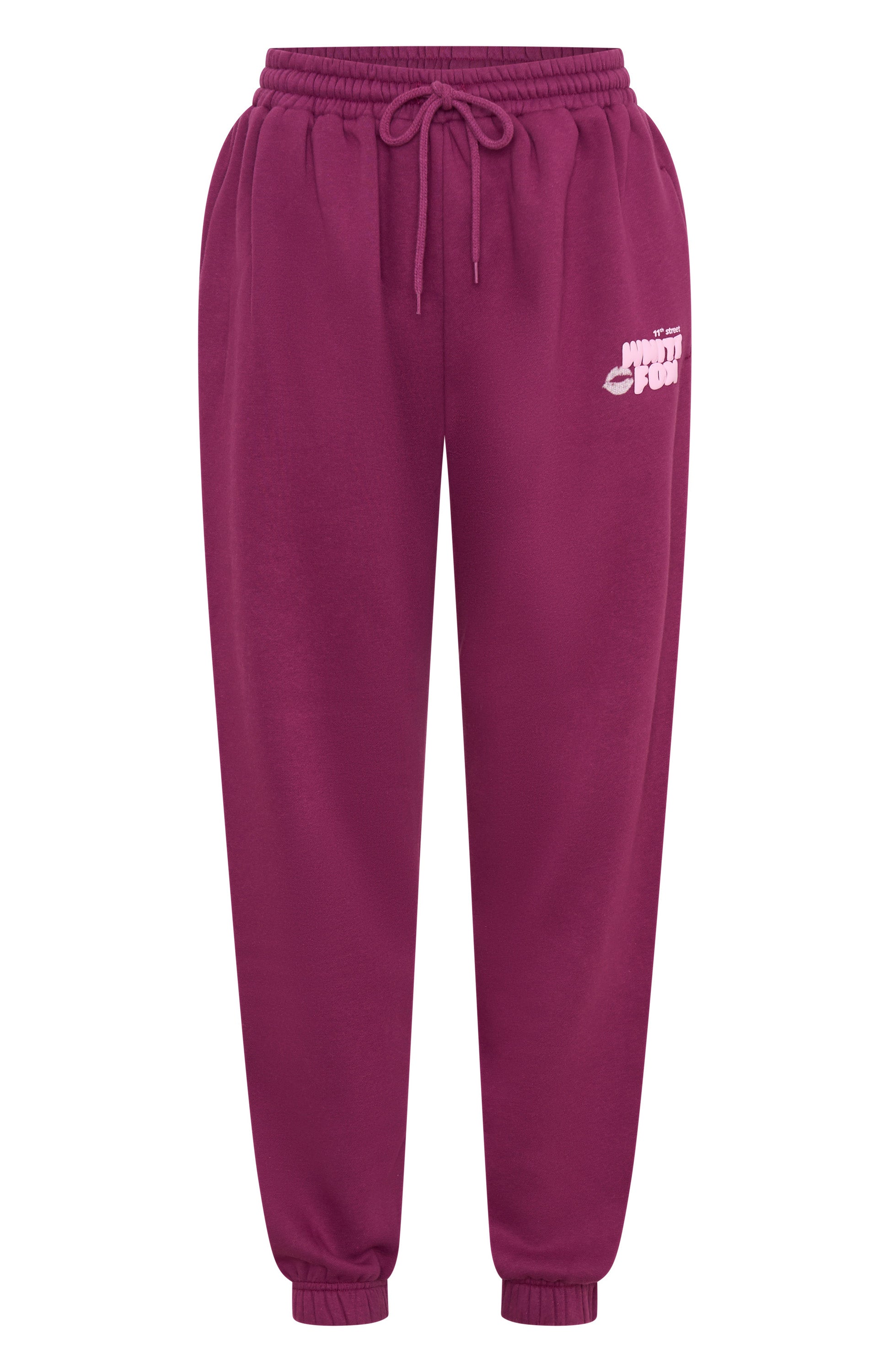 11th Street Sweet Kisses Fleece Sweatpants - Very Berry
