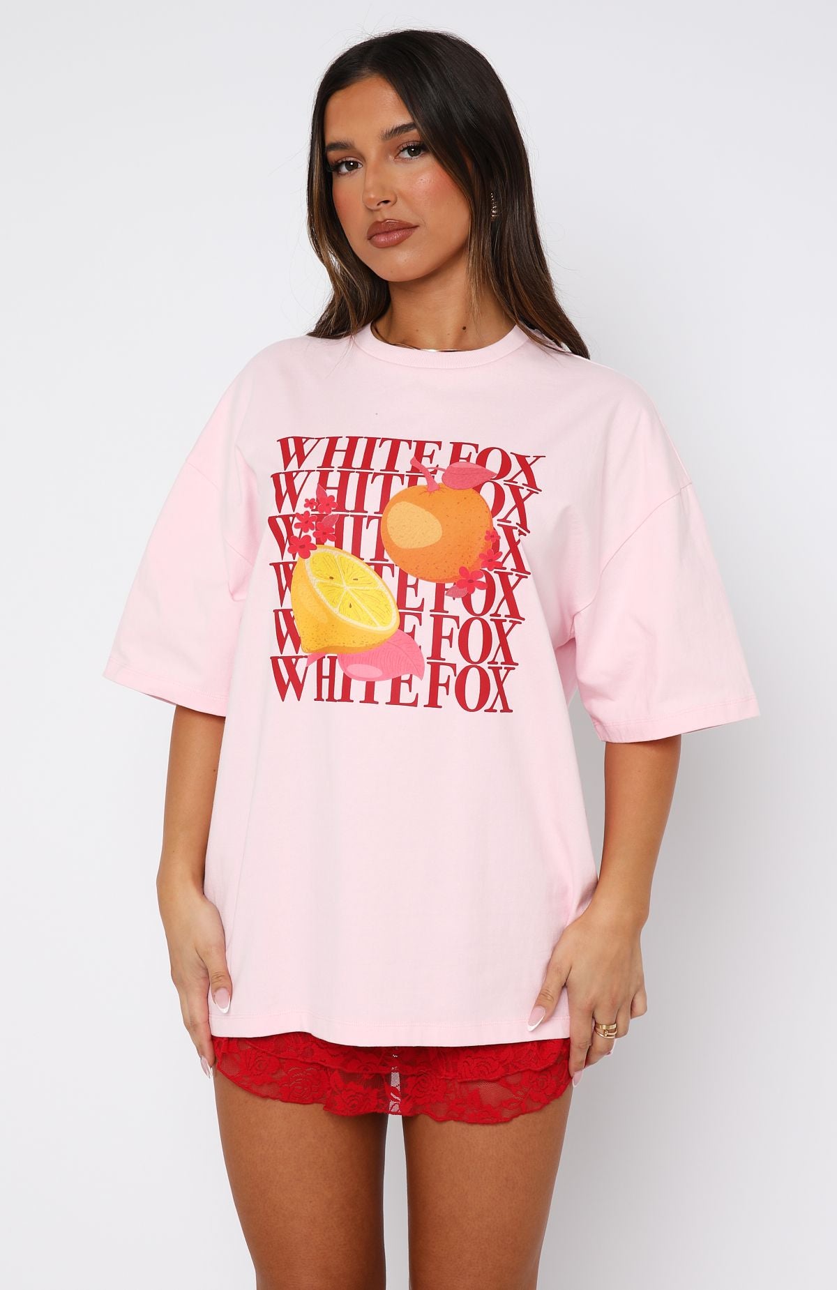 Pink Oversized Cotton T-Shirt with Graphic Print - Oh So Sweet Tee