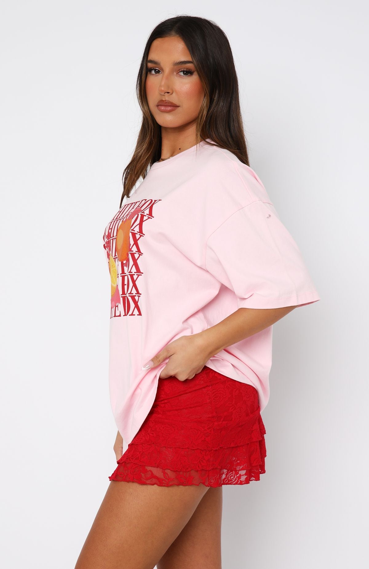 Pink Oversized Cotton T-Shirt with Graphic Print - Oh So Sweet Tee